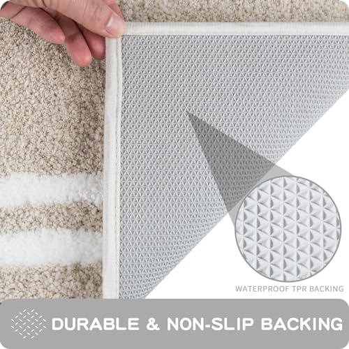 Machine Washable Striped Super Absorbent Bath Rug