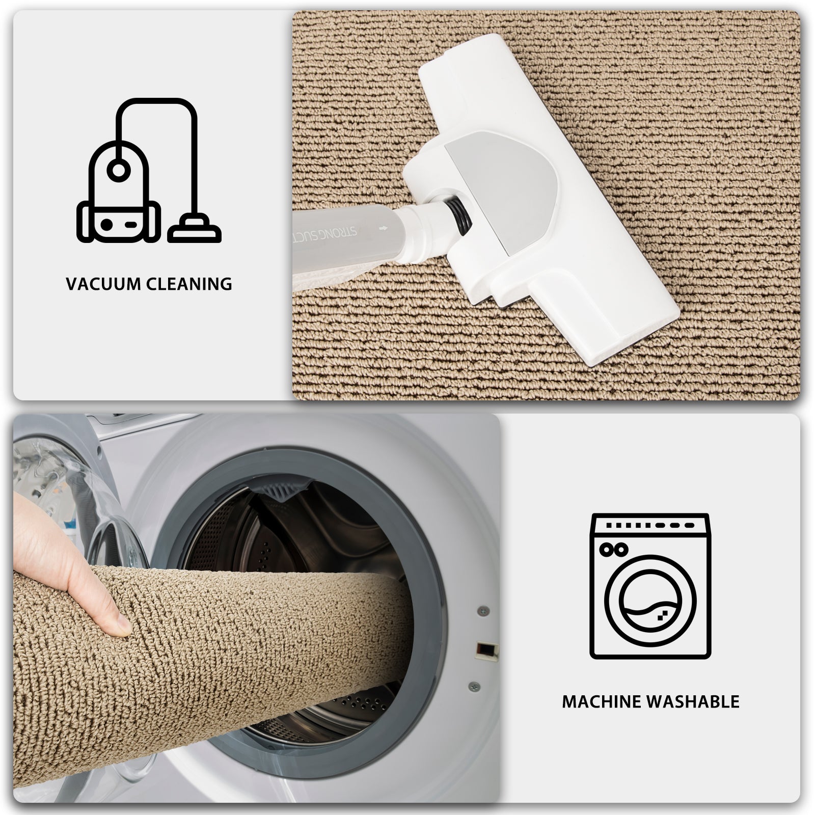 Machine Washable Solid Kitchen Rug