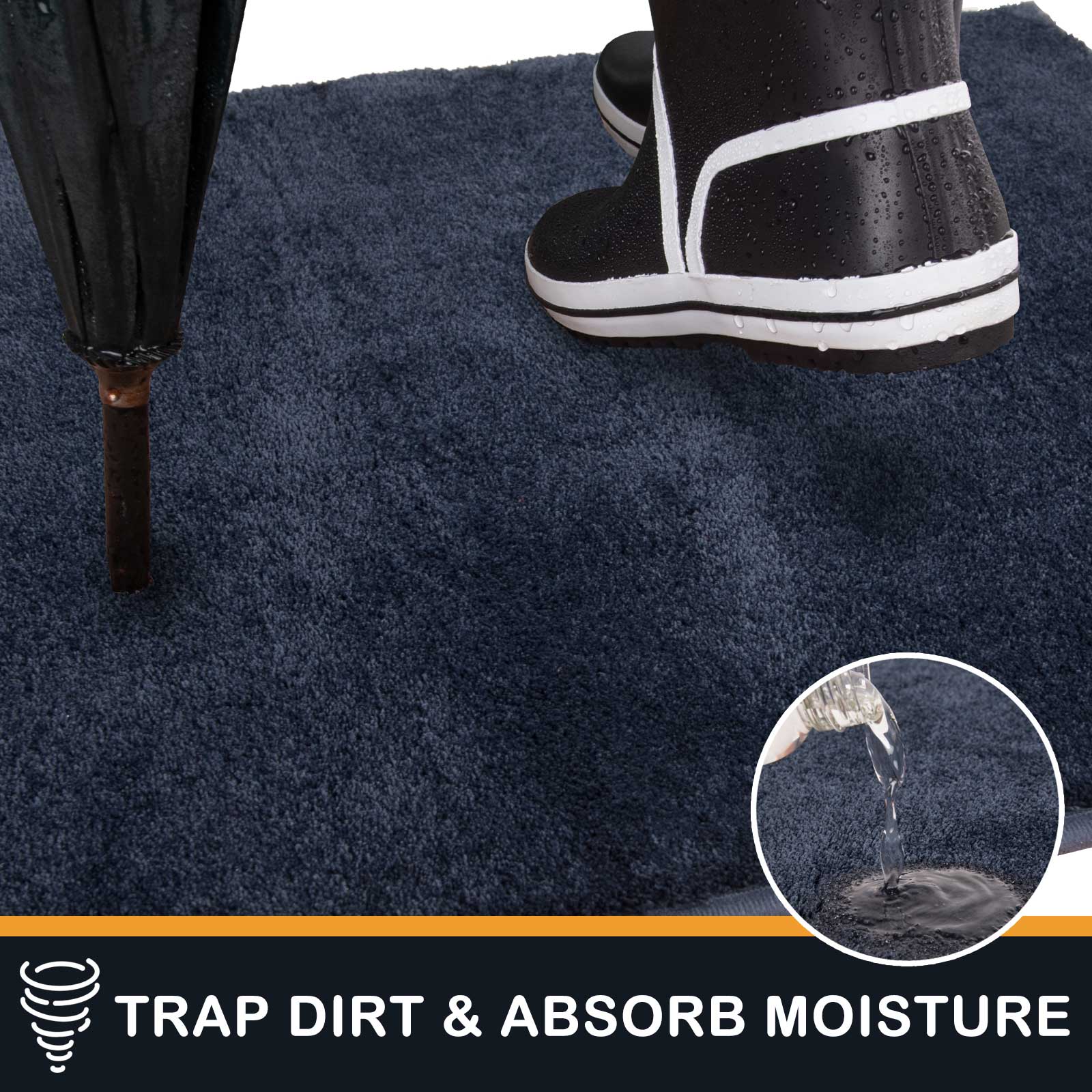 Machine Washable Solid Dirt Trapper Door Mat