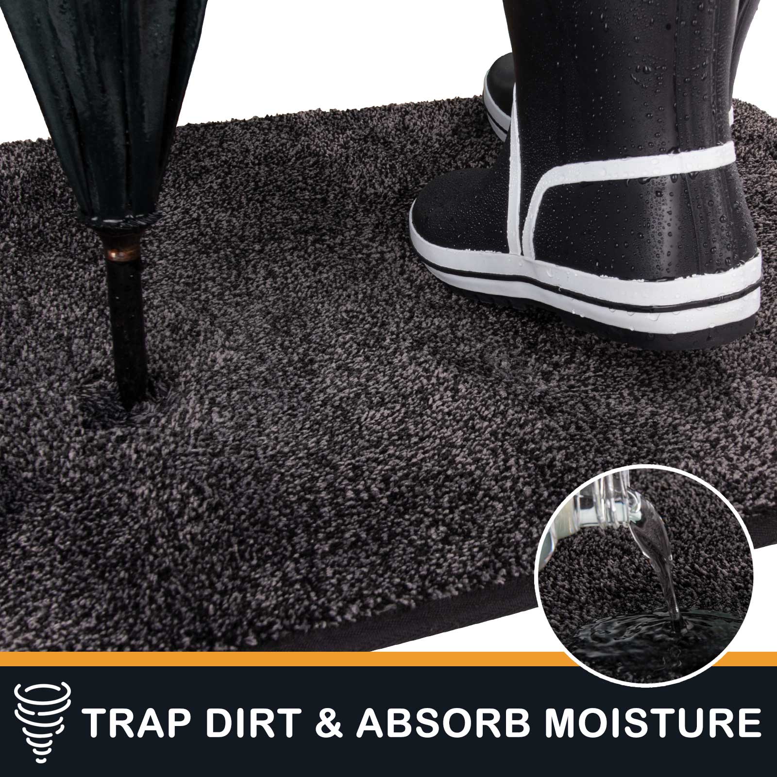 Machine Washable Solid Dirt Trapper Door Mat