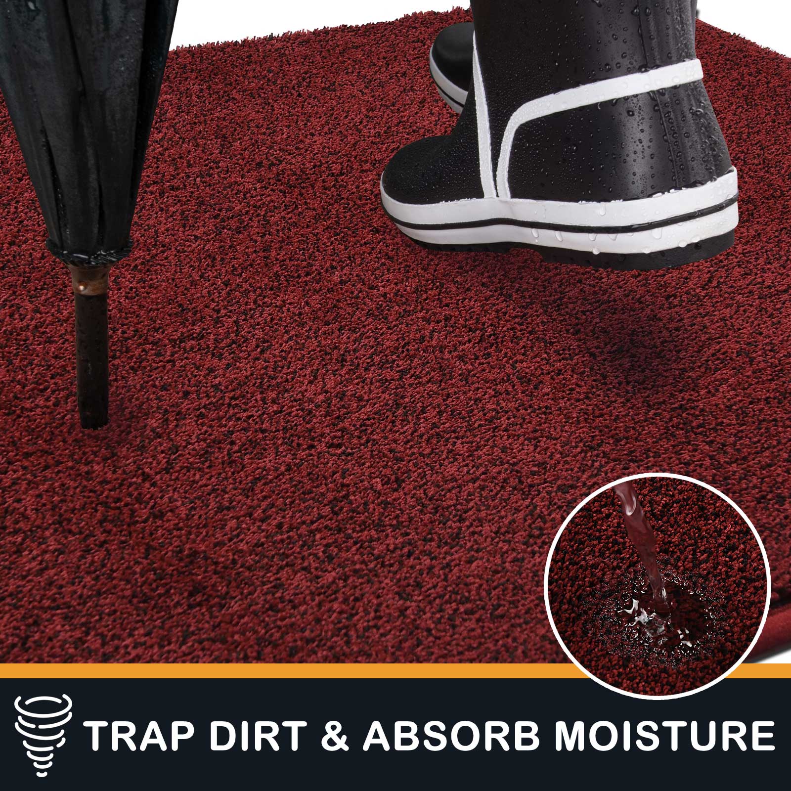 Machine Washable Solid Dirt Trapper Door Mat
