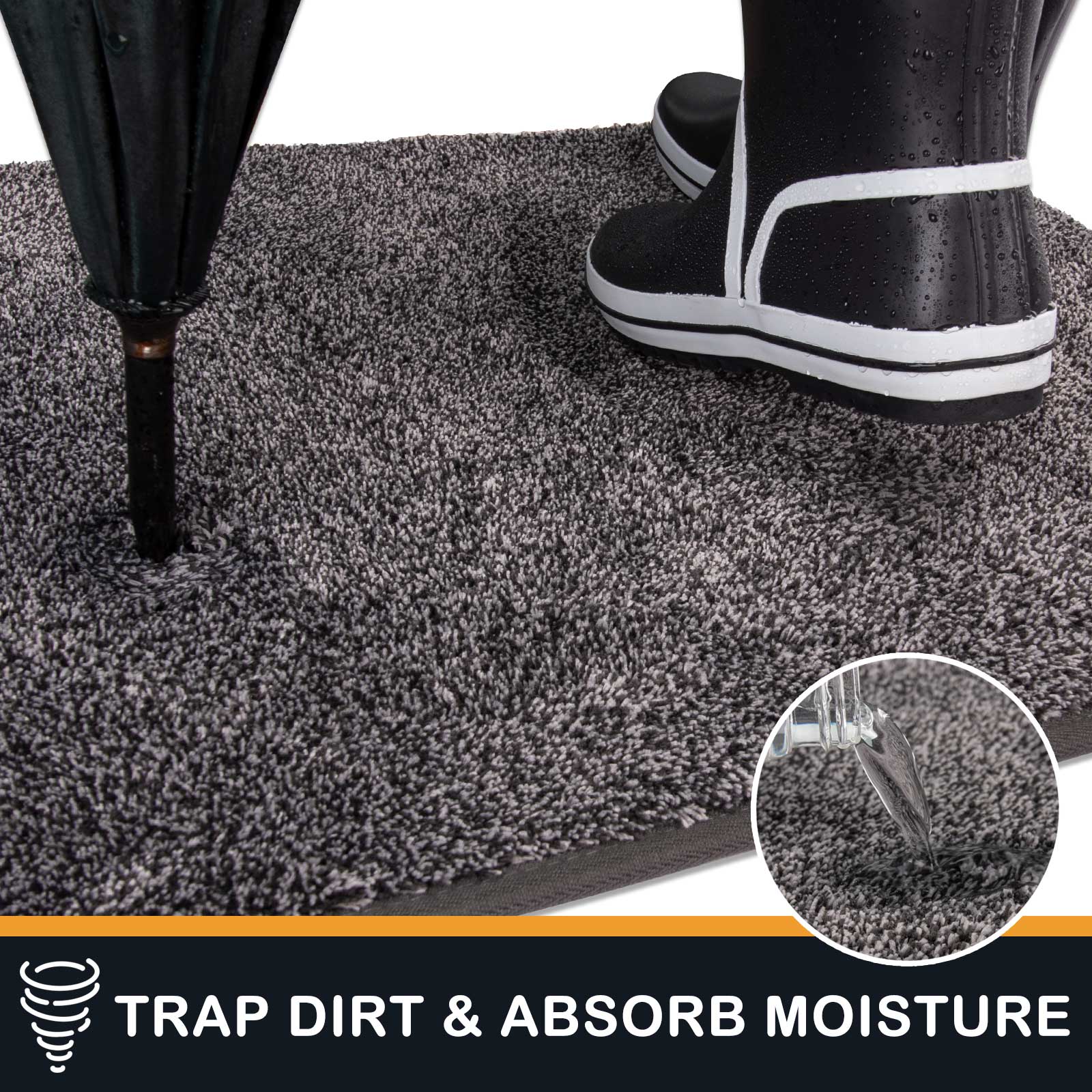 Machine Washable Solid Dirt Trapper Door Mat