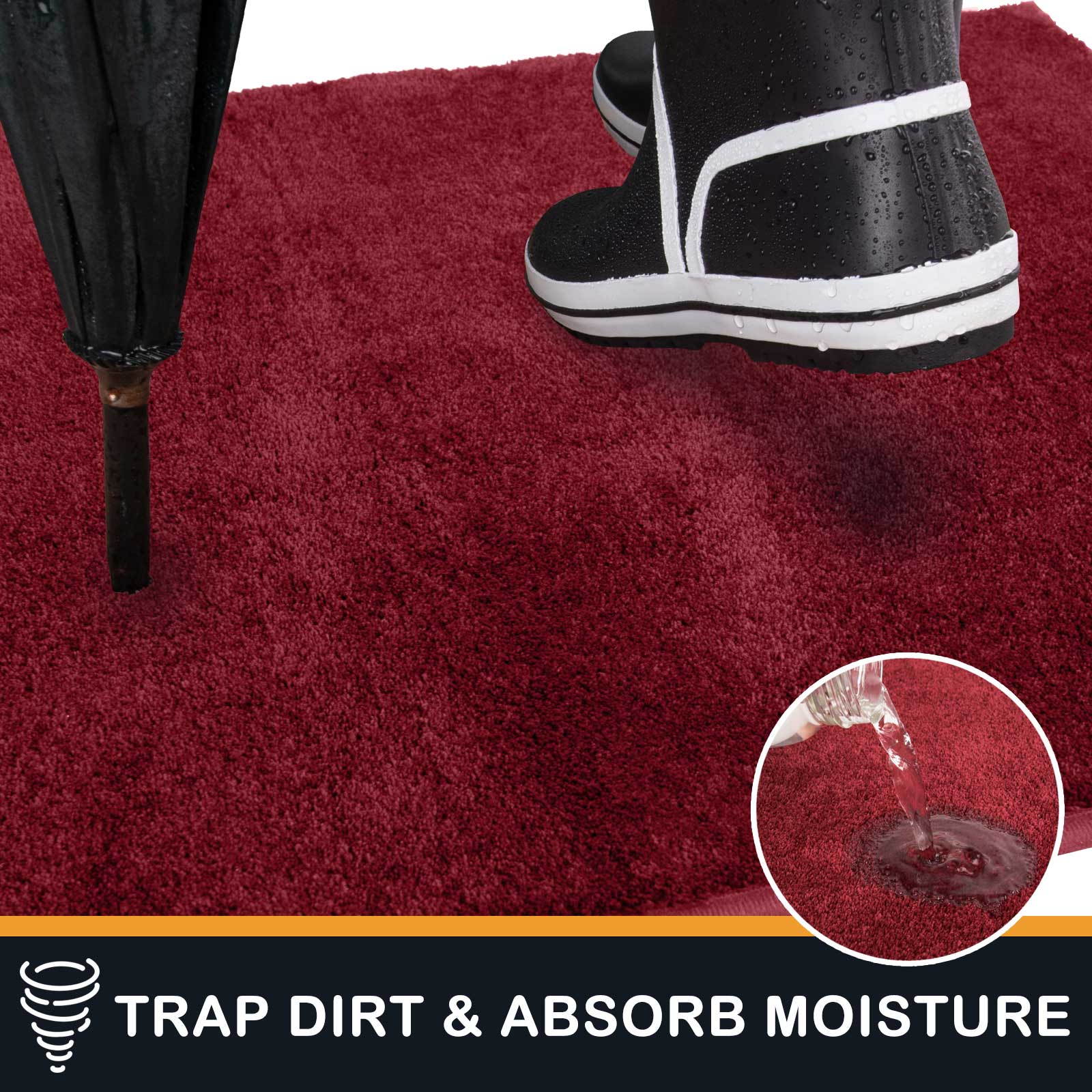 Machine Washable Solid Dirt Trapper Door Mat