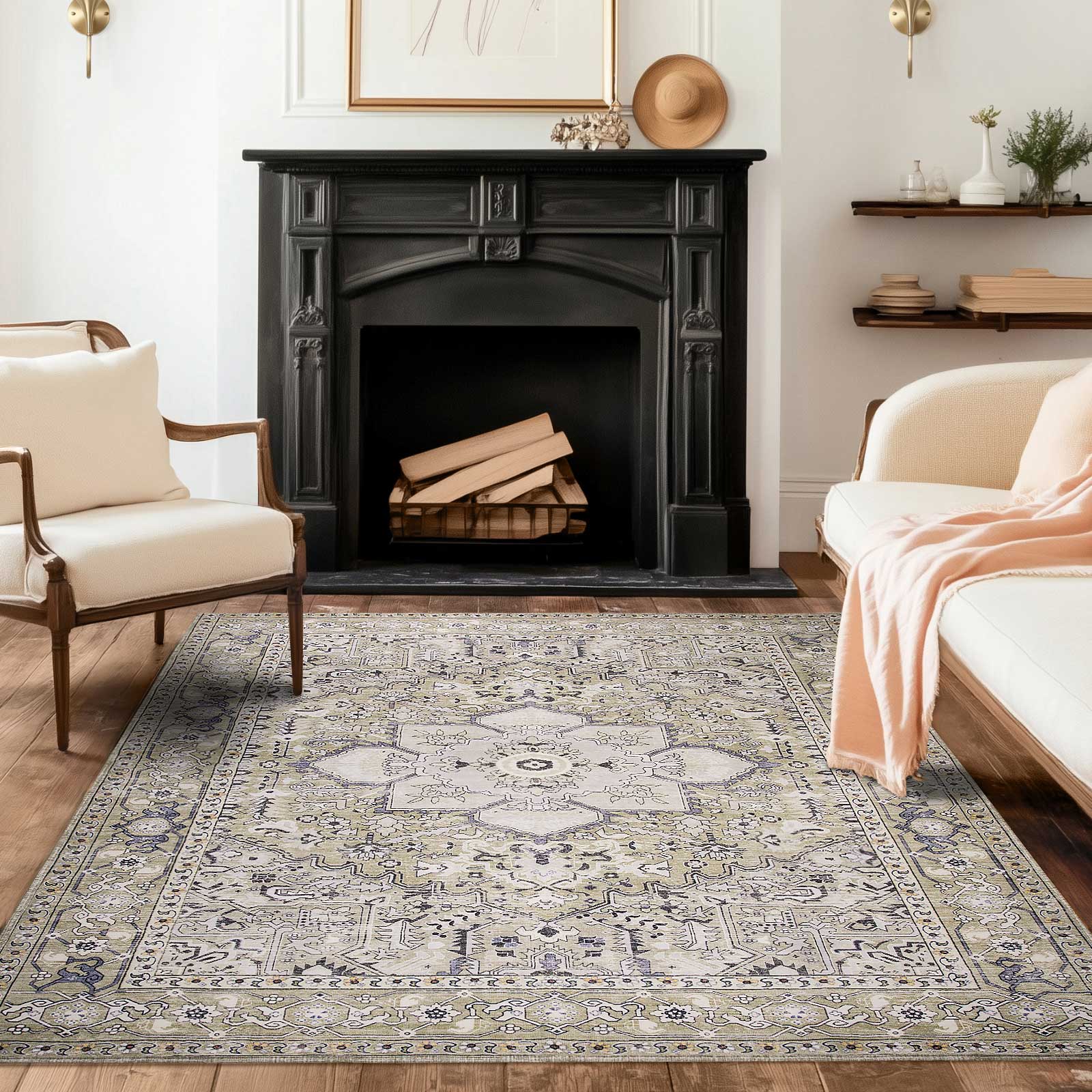 Machine Washable Farmhouse Boho Area Rug