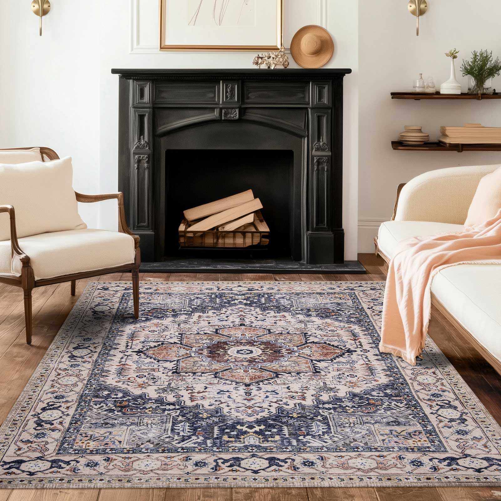 Machine Washable Farmhouse Boho Area Rug