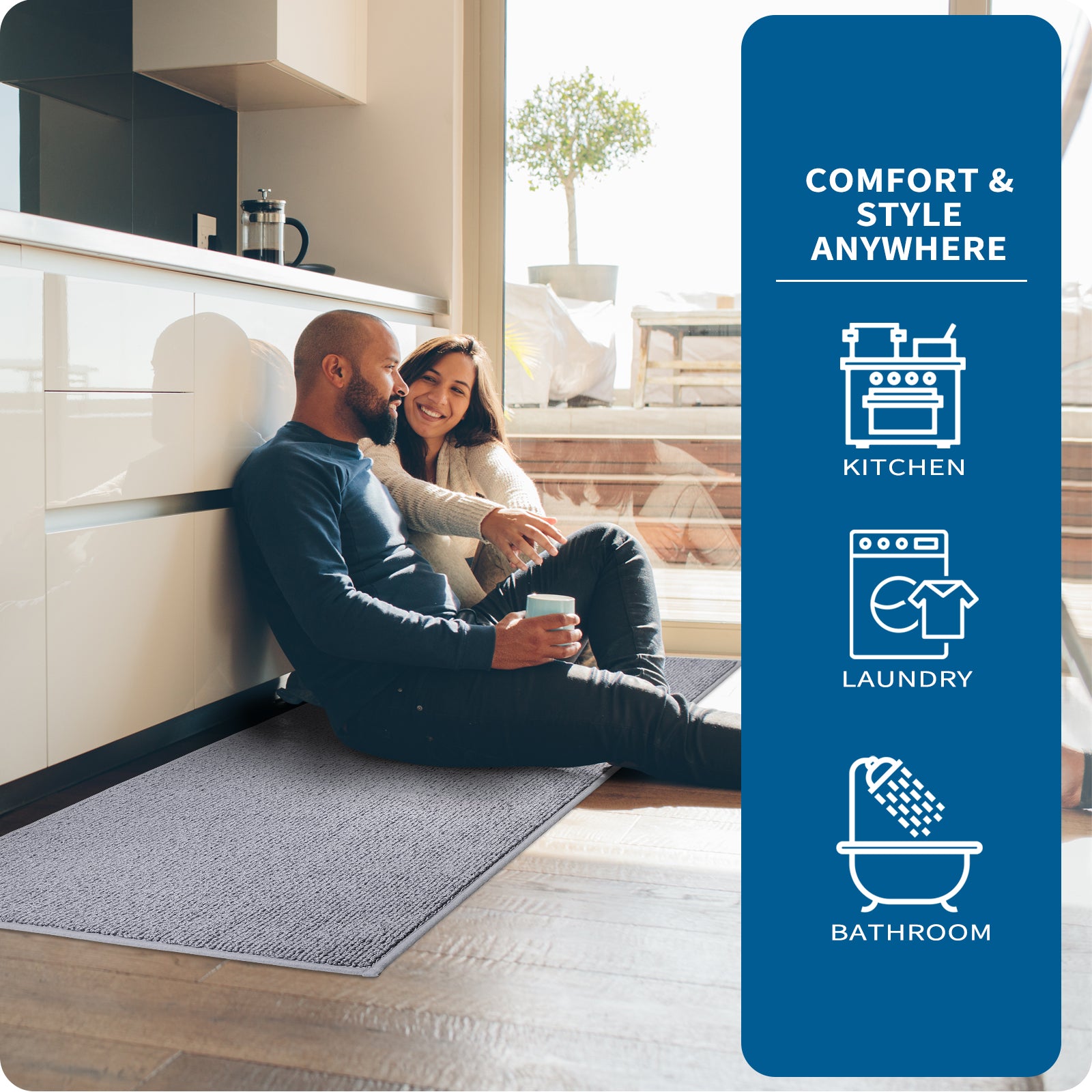 Machine Washable Solid Kitchen Rug