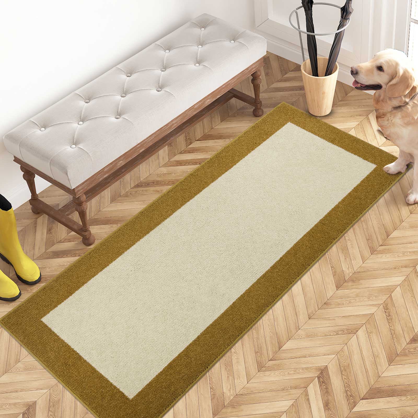 Machine Washable Bordered Dirt Trapper Door Mat