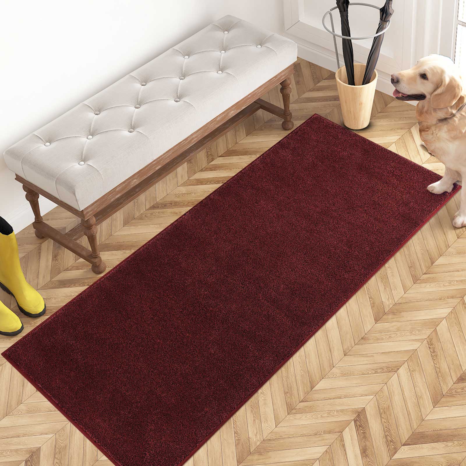 Machine Washable Solid Dirt Trapper Door Mat
