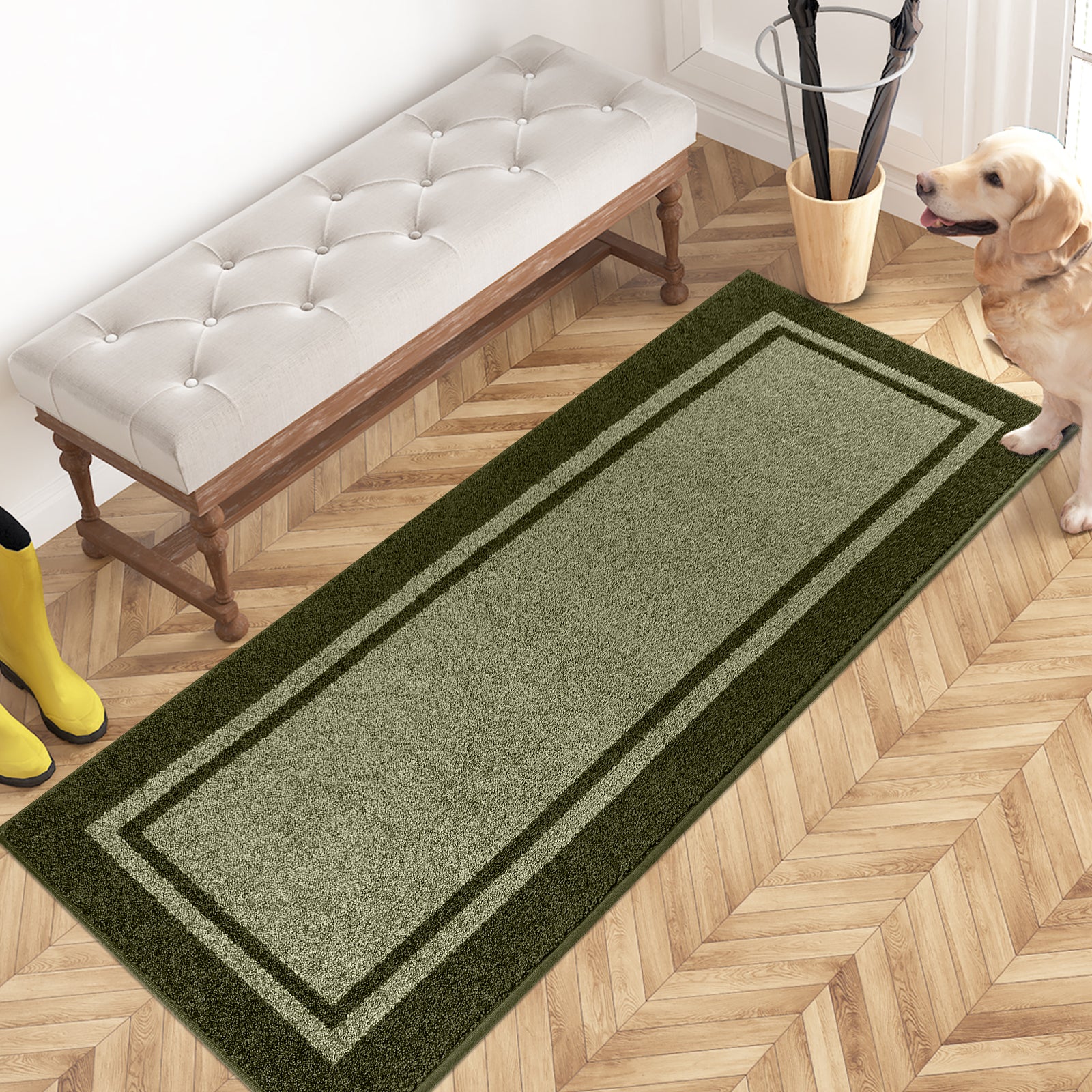 Machine Washable Bordered Dirt Trapper Door Mat
