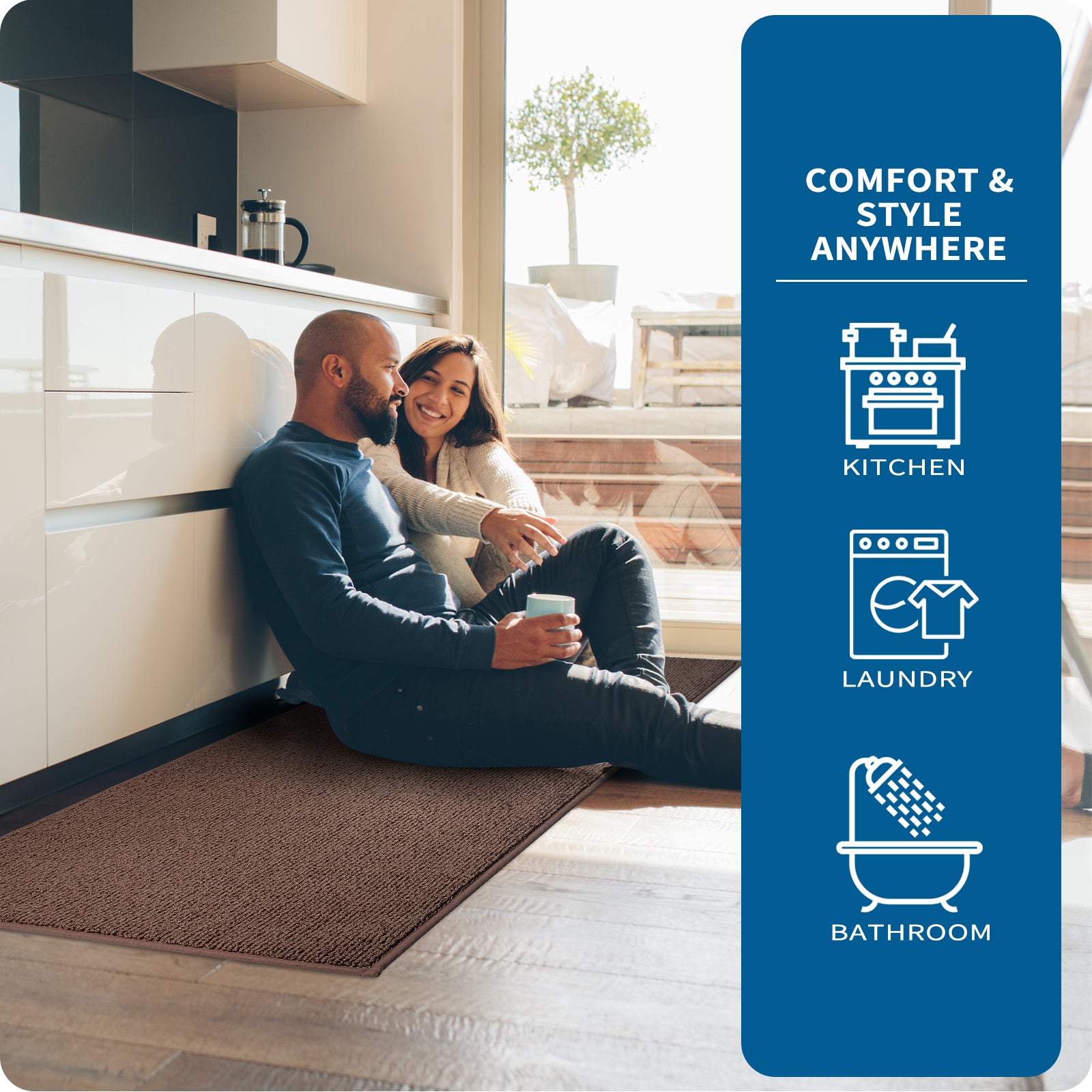 Machine Washable Solid Kitchen Rug
