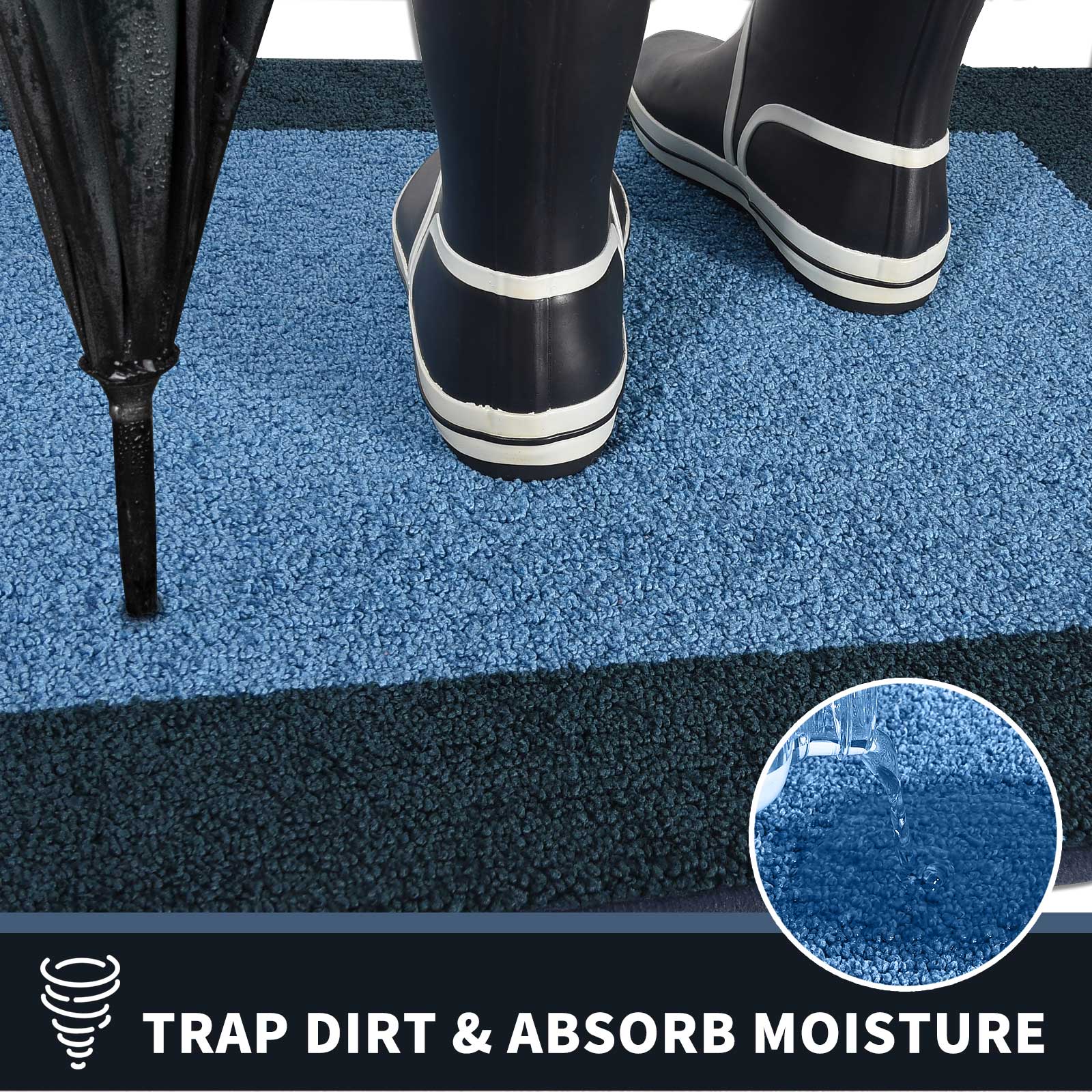 Machine Washable Bordered Dirt Trapper Door Mat