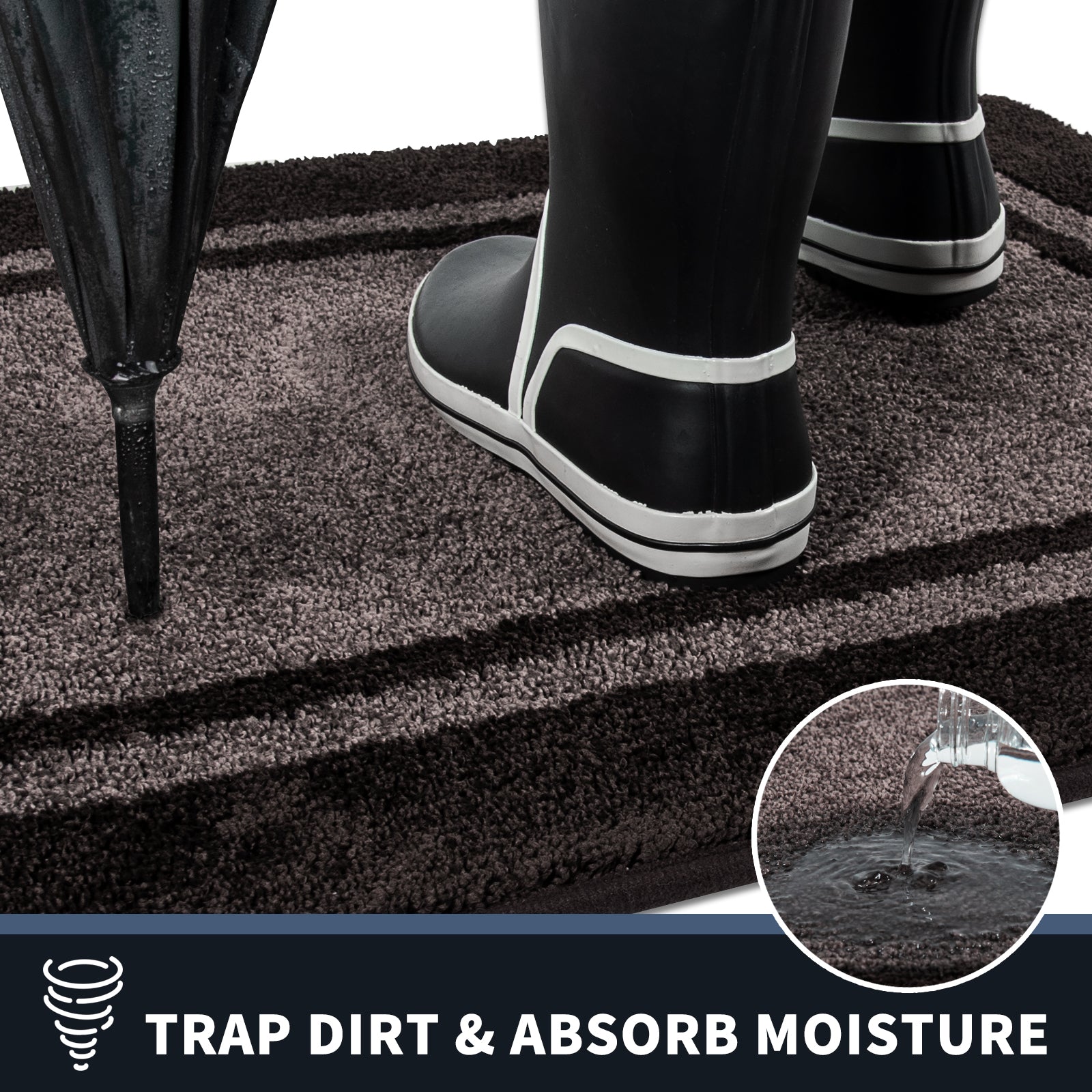 Machine Washable Bordered Dirt Trapper Door Mat