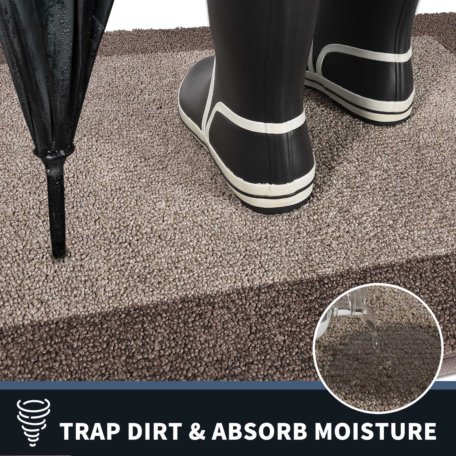 Machine Washable Bordered Dirt Trapper Door Mat