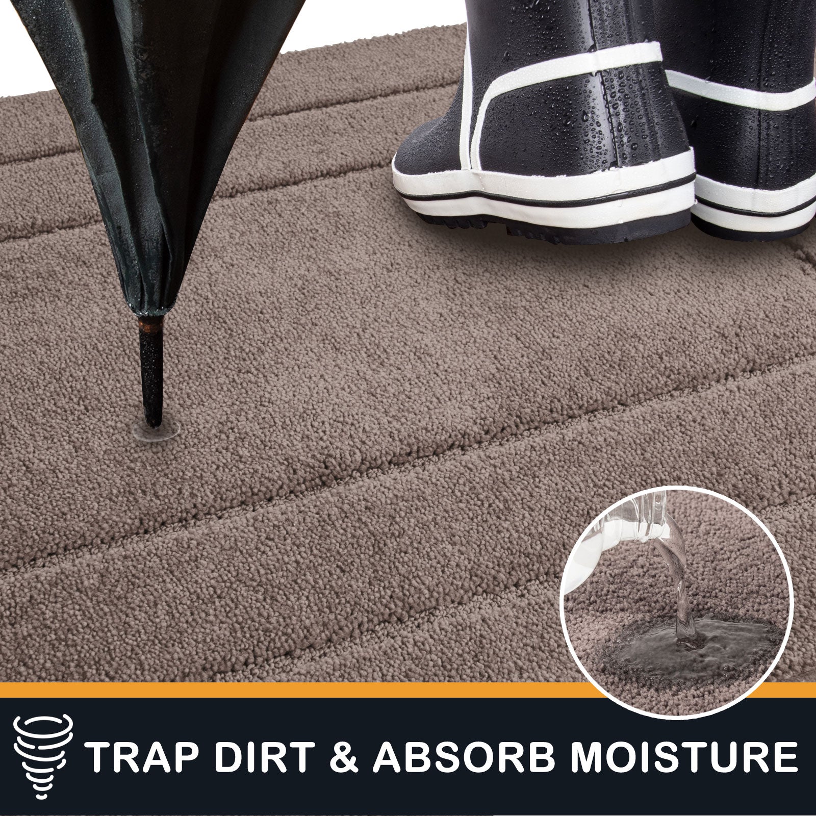 Machine Washable Bordered Dirt Trapper Door Mat