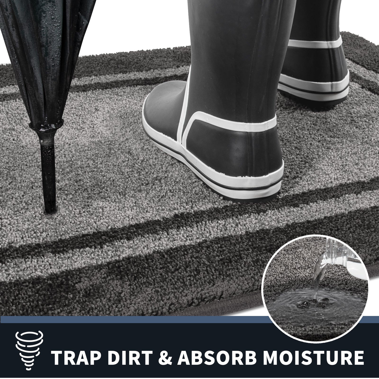 Machine Washable Bordered Dirt Trapper Door Mat