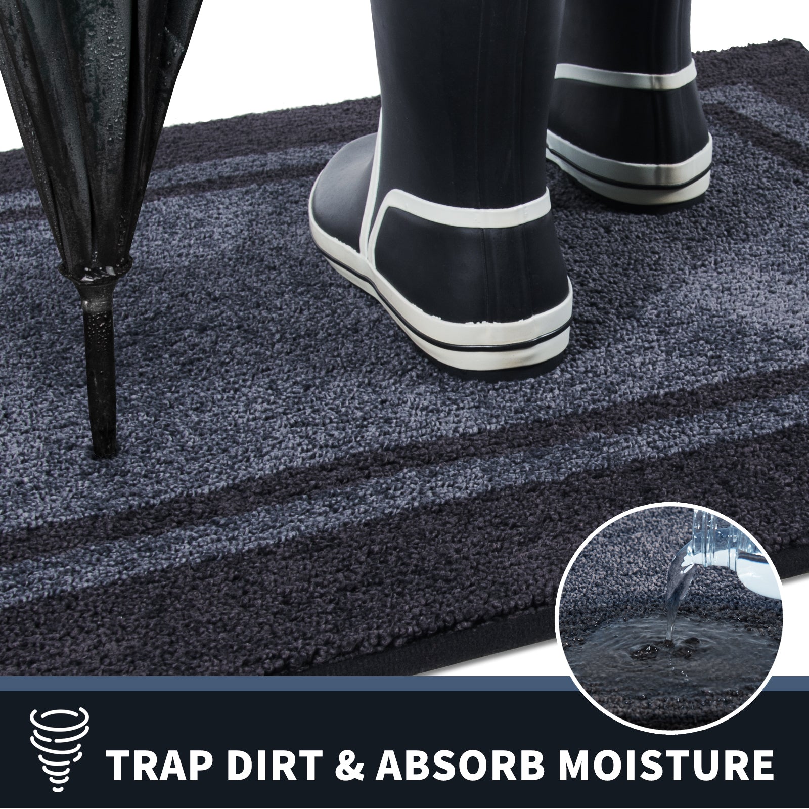 Machine Washable Bordered Dirt Trapper Door Mat