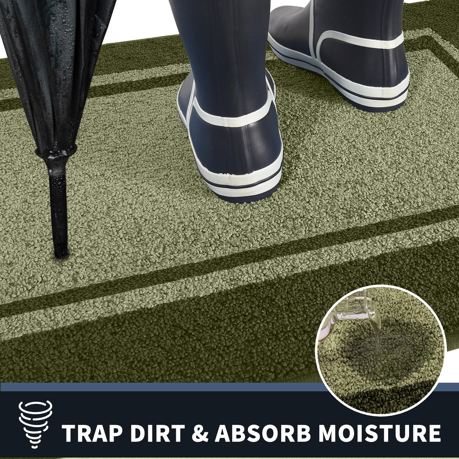 Machine Washable Bordered Dirt Trapper Door Mat