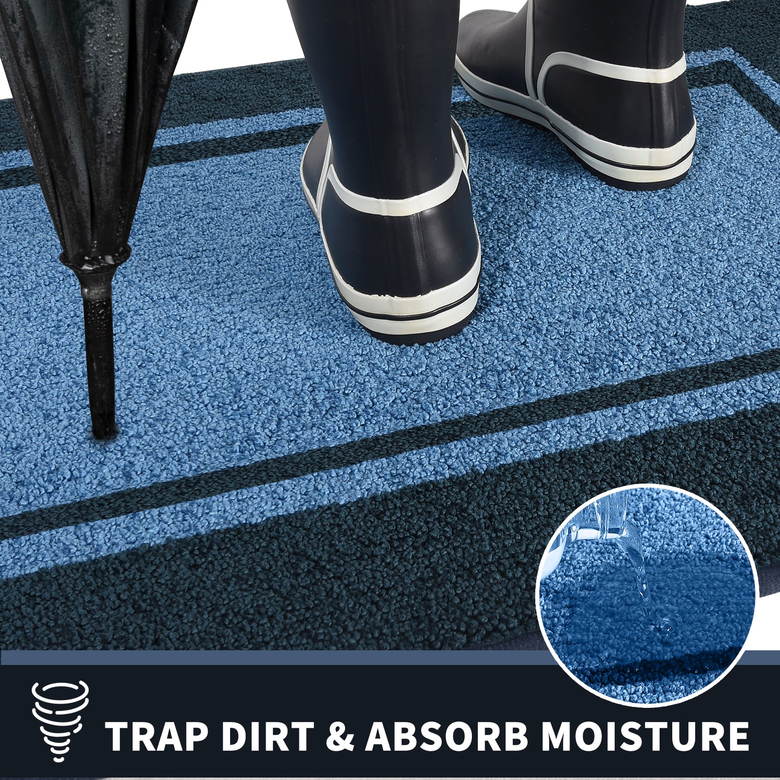 Machine Washable Bordered Dirt Trapper Door Mat