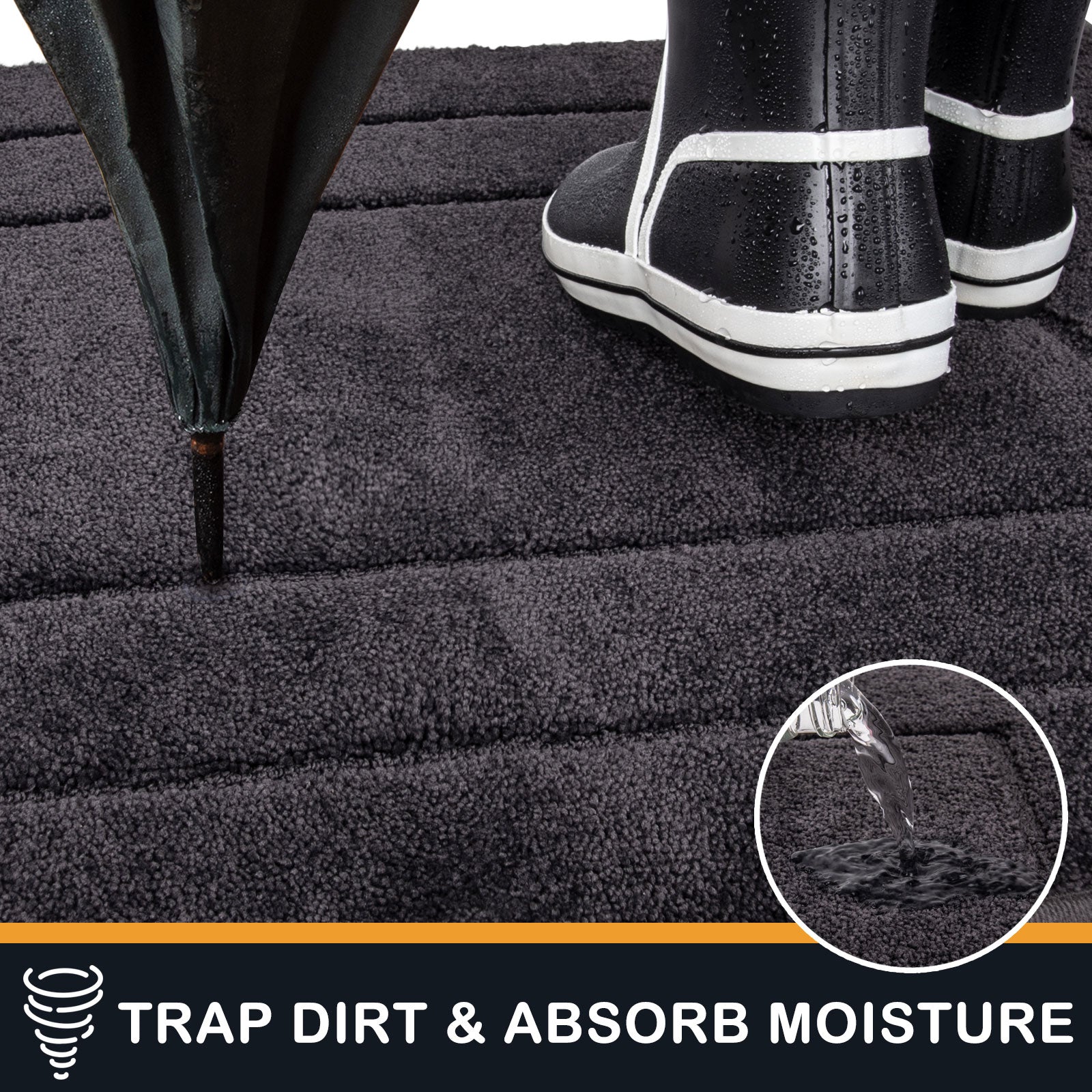 Machine Washable Bordered Dirt Trapper Door Mat