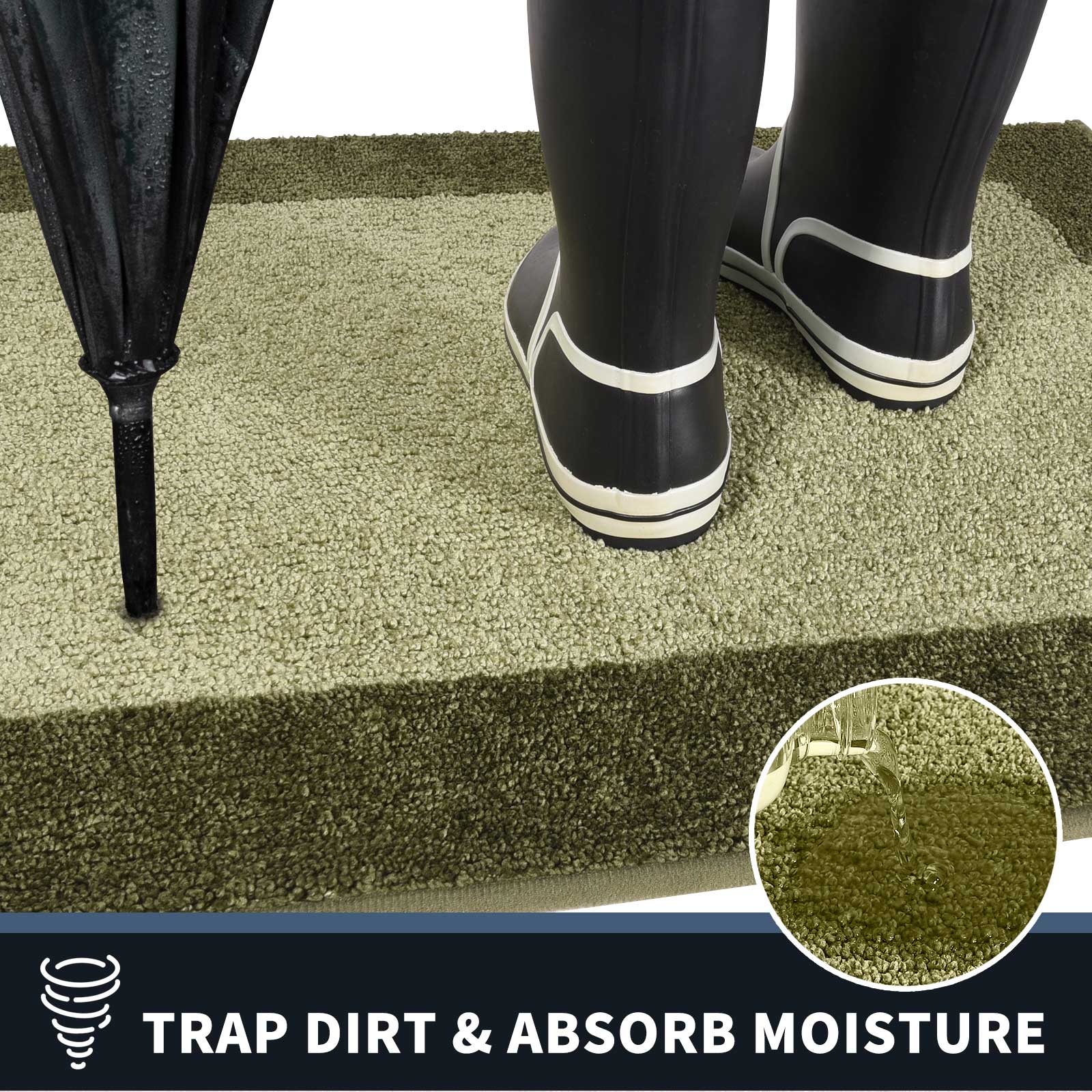 Machine Washable Bordered Dirt Trapper Door Mat