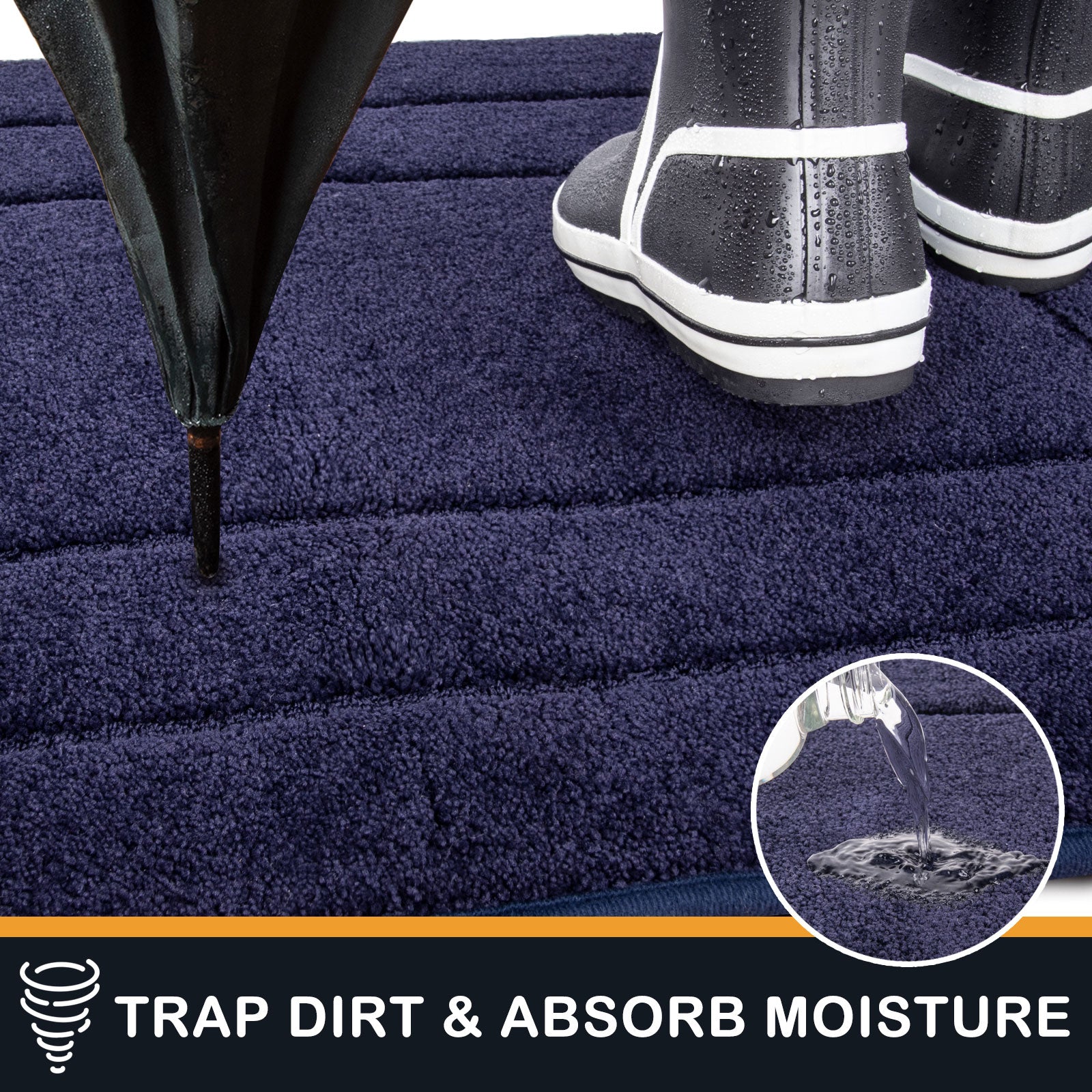 Machine Washable Bordered Dirt Trapper Door Mat