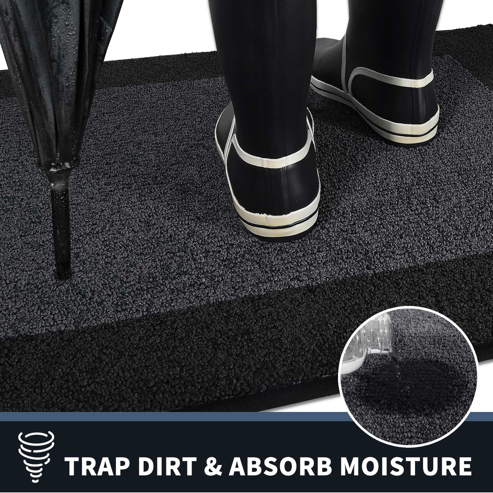 Machine Washable Bordered Dirt Trapper Door Mat