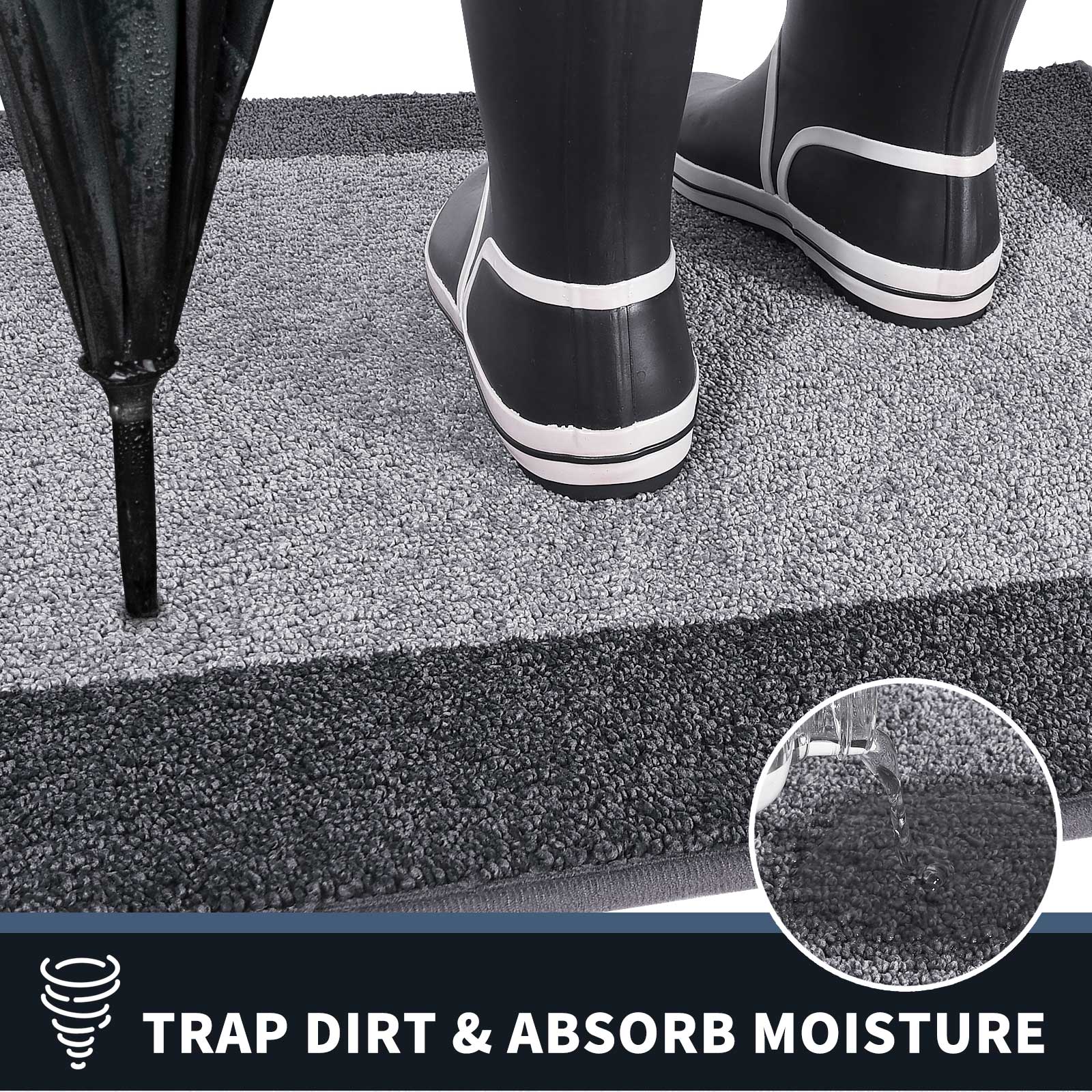 Machine Washable Bordered Dirt Trapper Door Mat