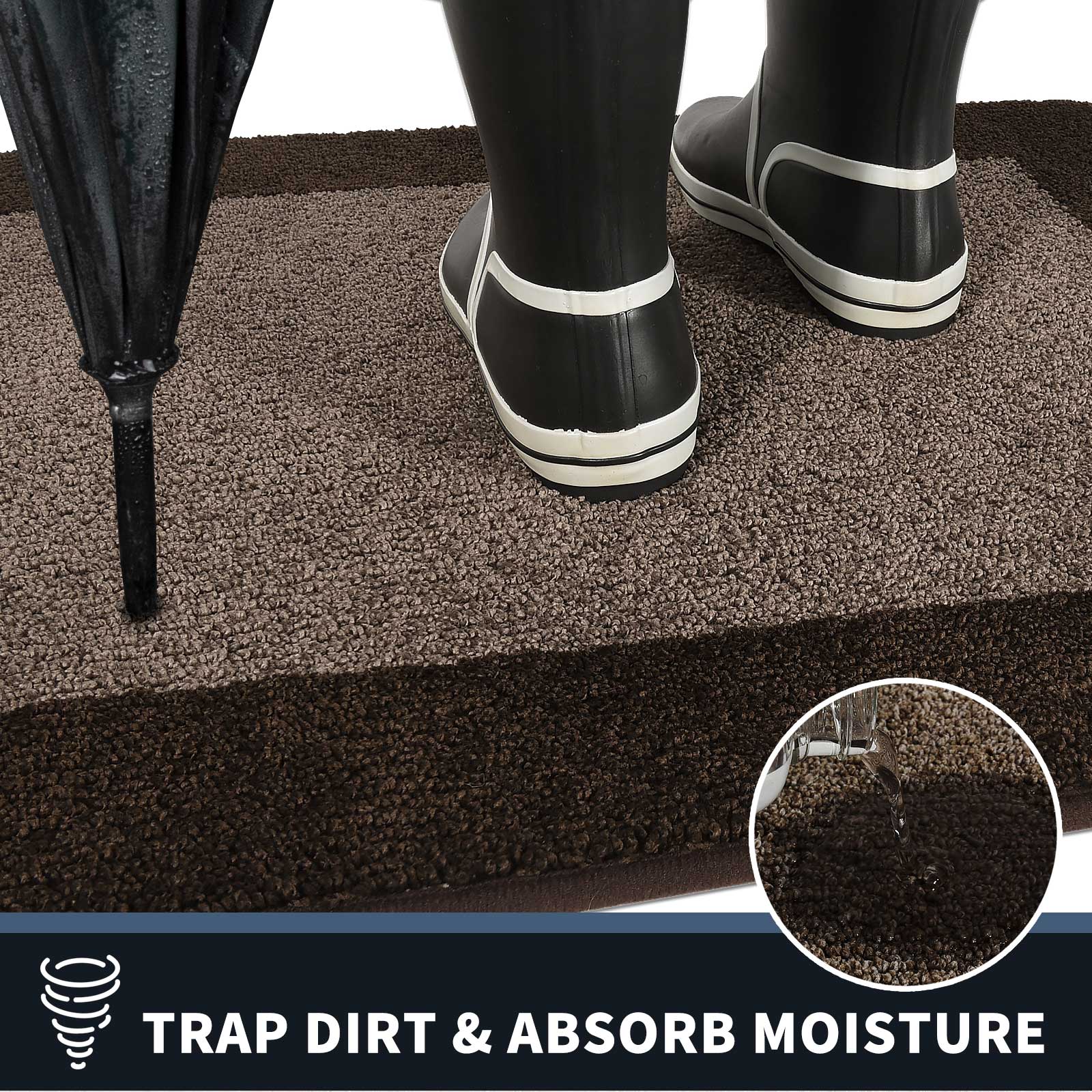 Machine Washable Bordered Dirt Trapper Door Mat