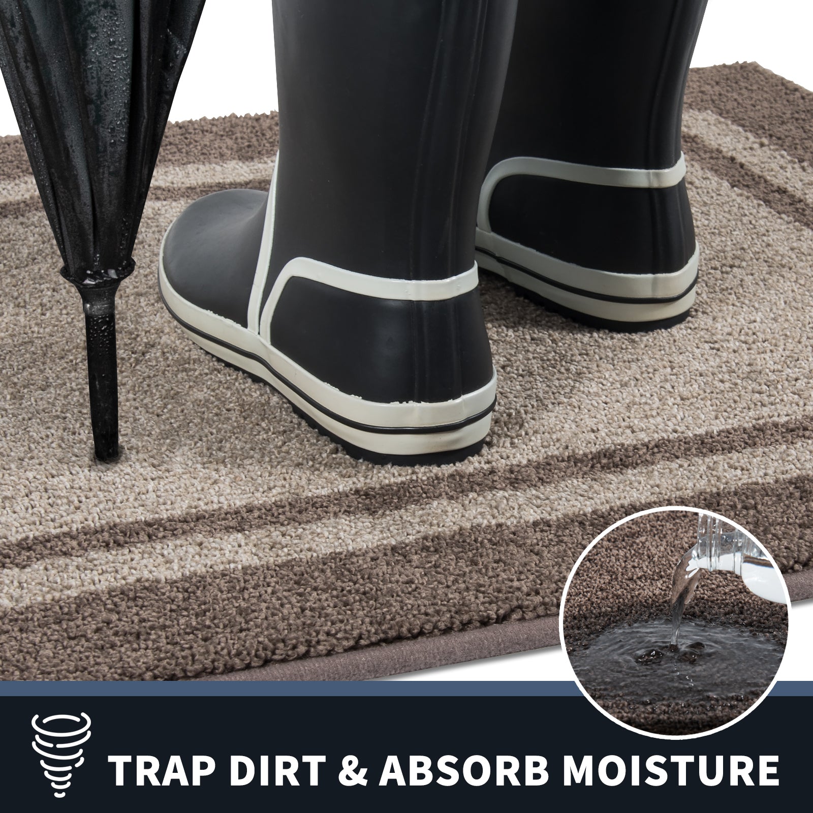 Machine Washable Bordered Dirt Trapper Door Mat