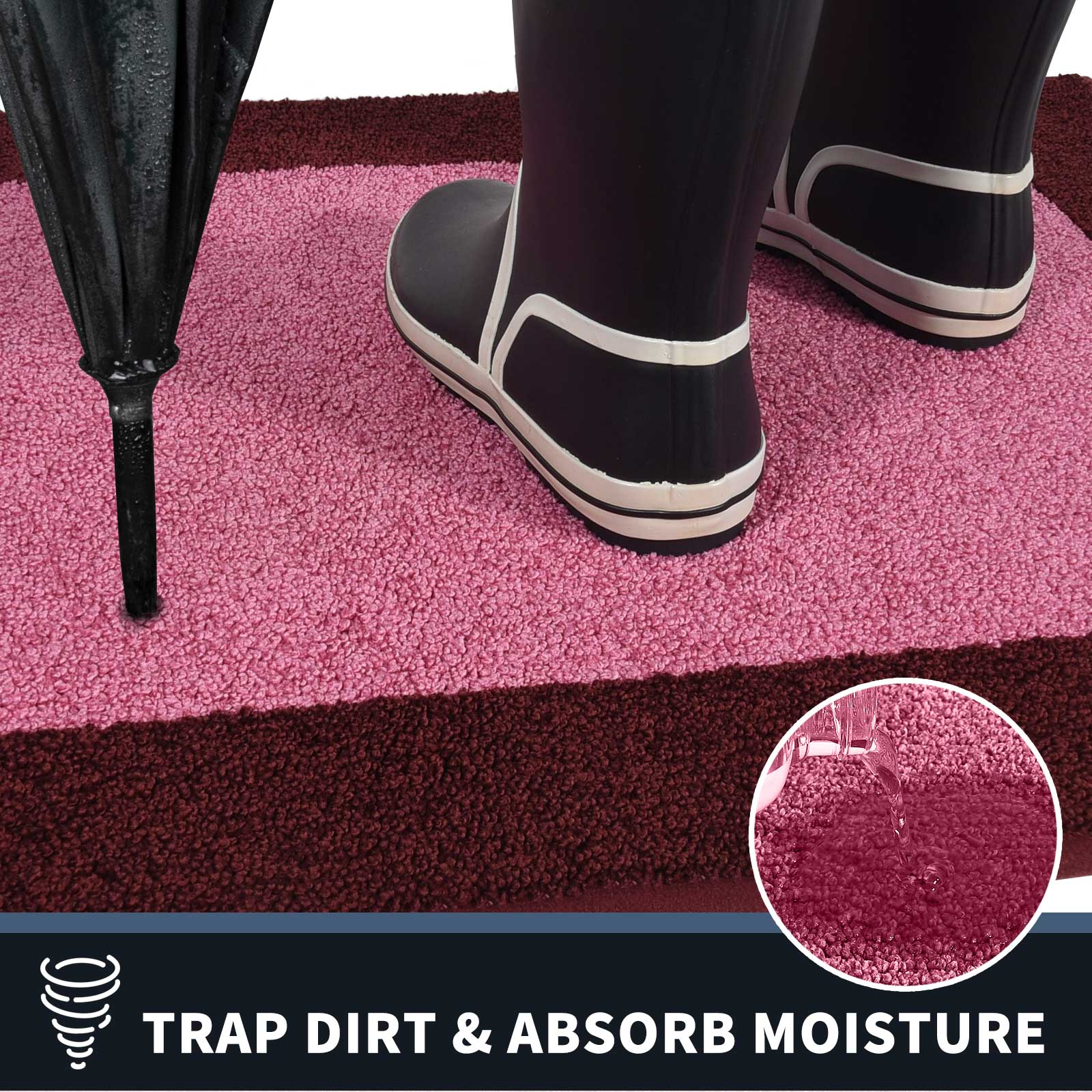 Machine Washable Bordered Dirt Trapper Door Mat