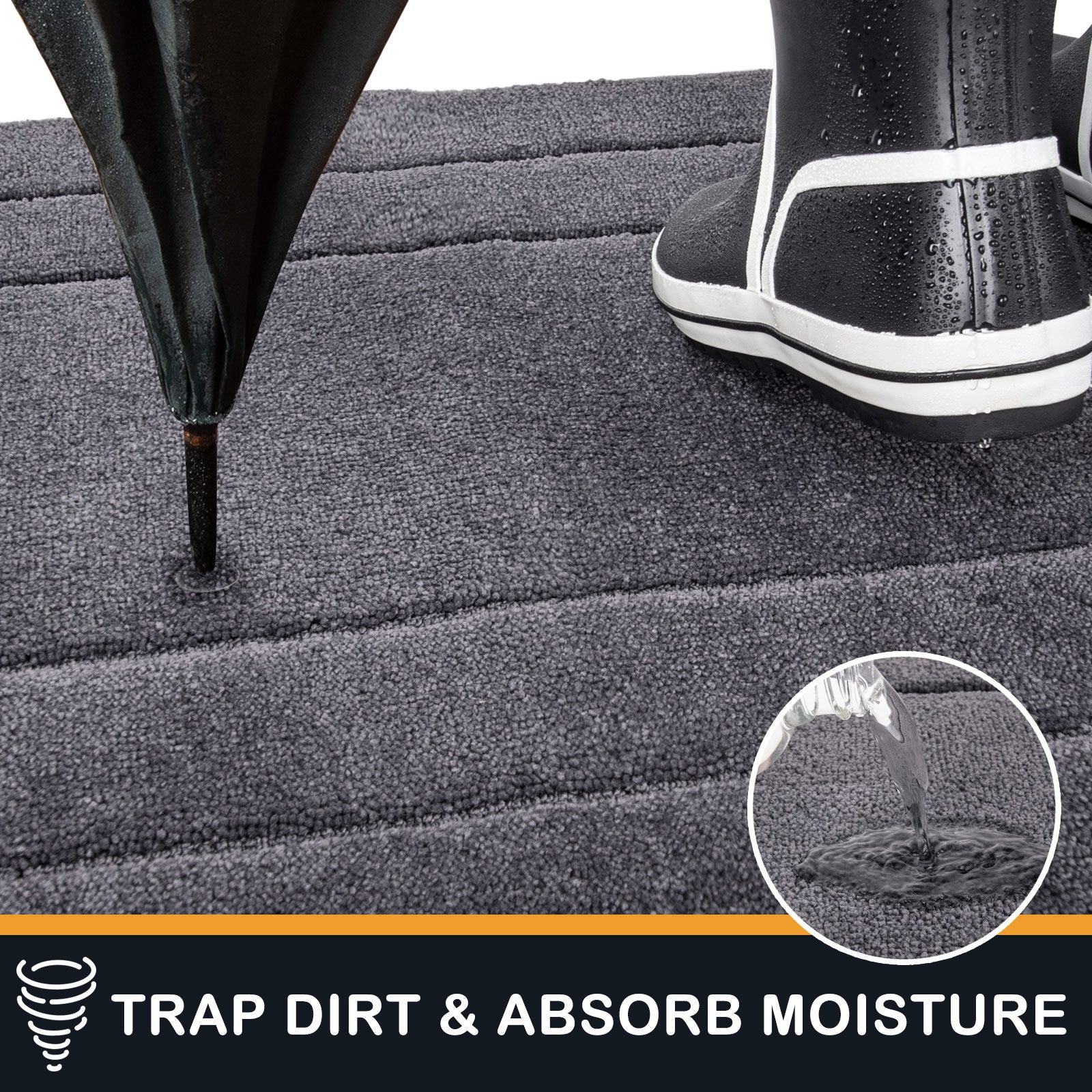 Machine Washable Bordered Dirt Trapper Door Mat