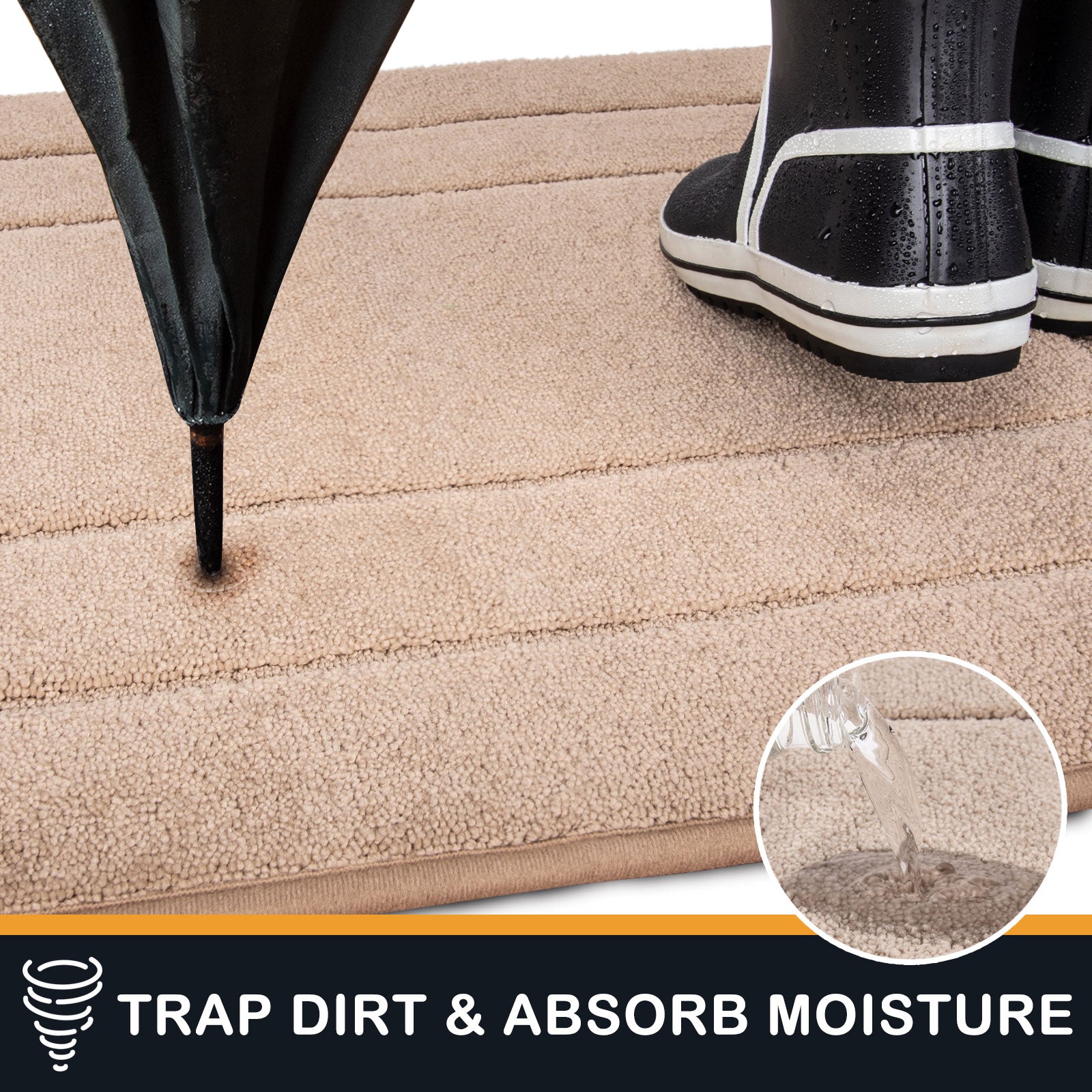 Machine Washable Bordered Dirt Trapper Door Mat