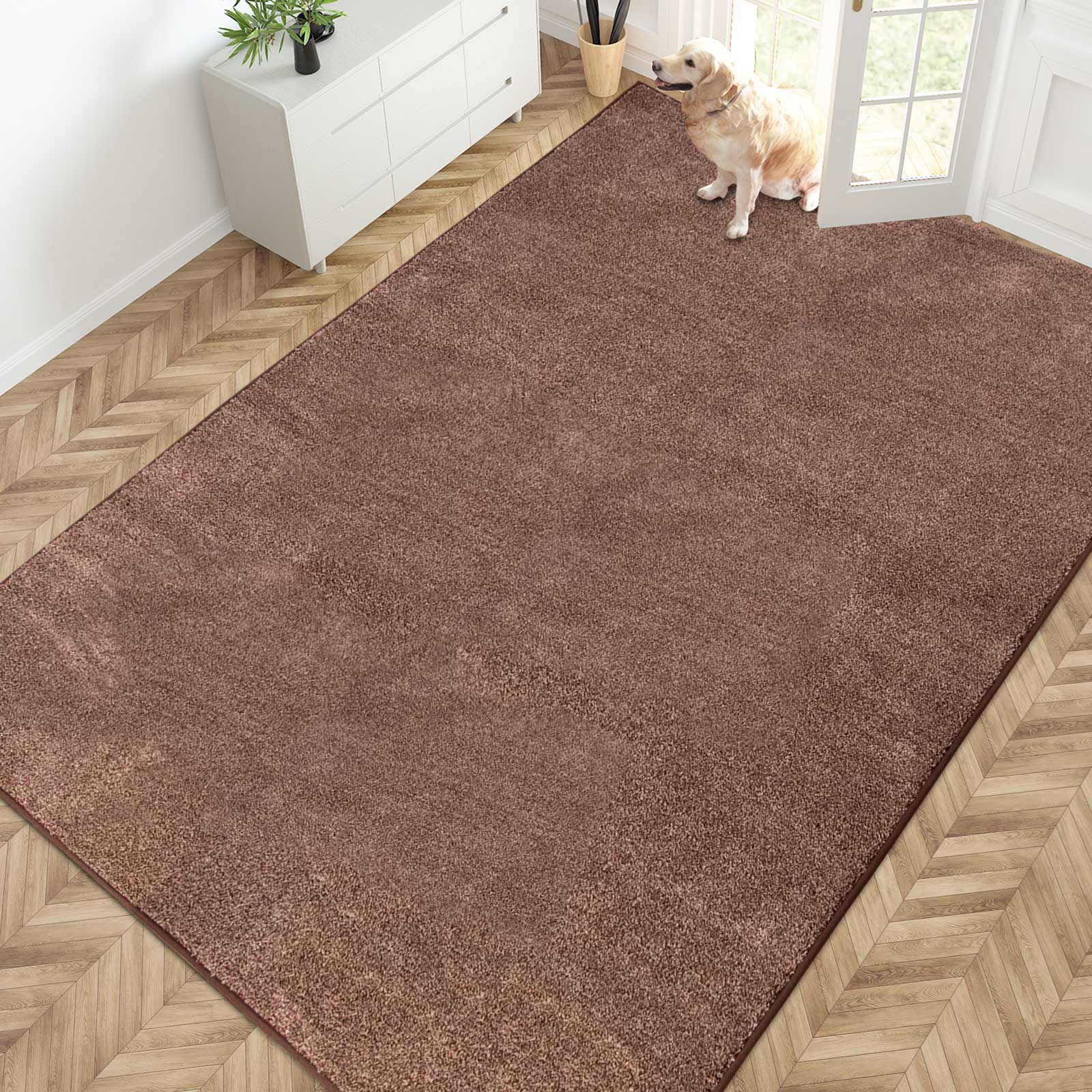 Machine Washable Solid Dirt Trapper Door Mat
