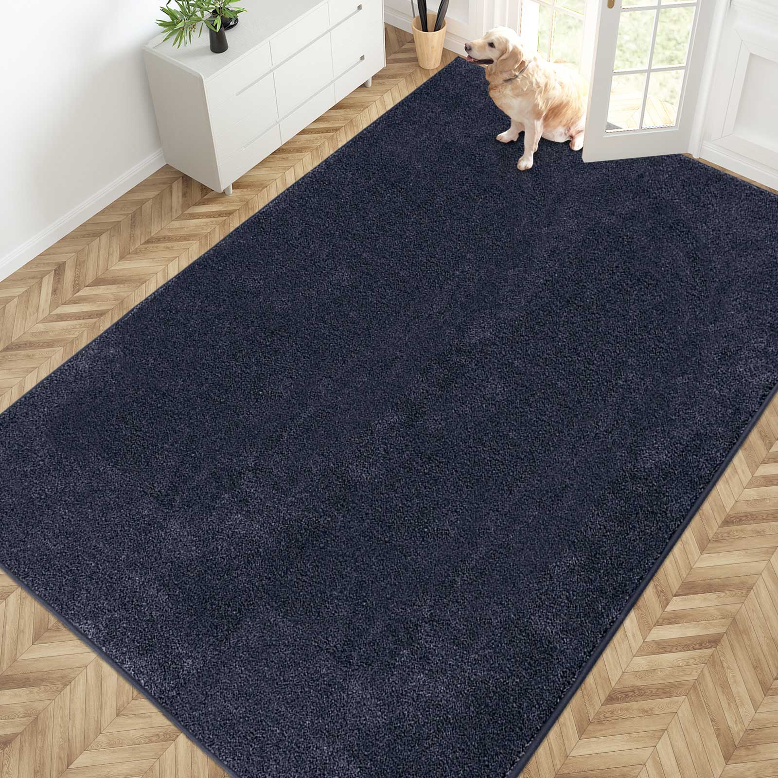Machine Washable Solid Dirt Trapper Door Mat