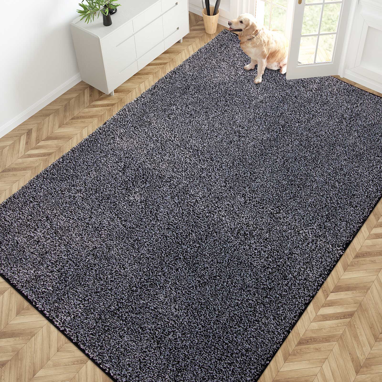 Machine Washable Solid Dirt Trapper Door Mat