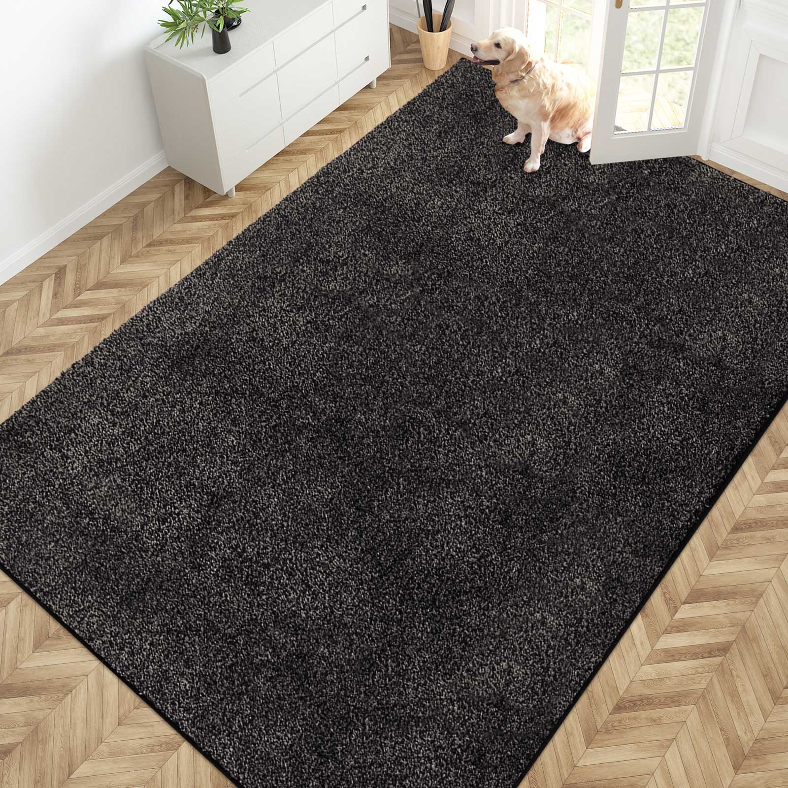 Machine Washable Solid Dirt Trapper Door Mat
