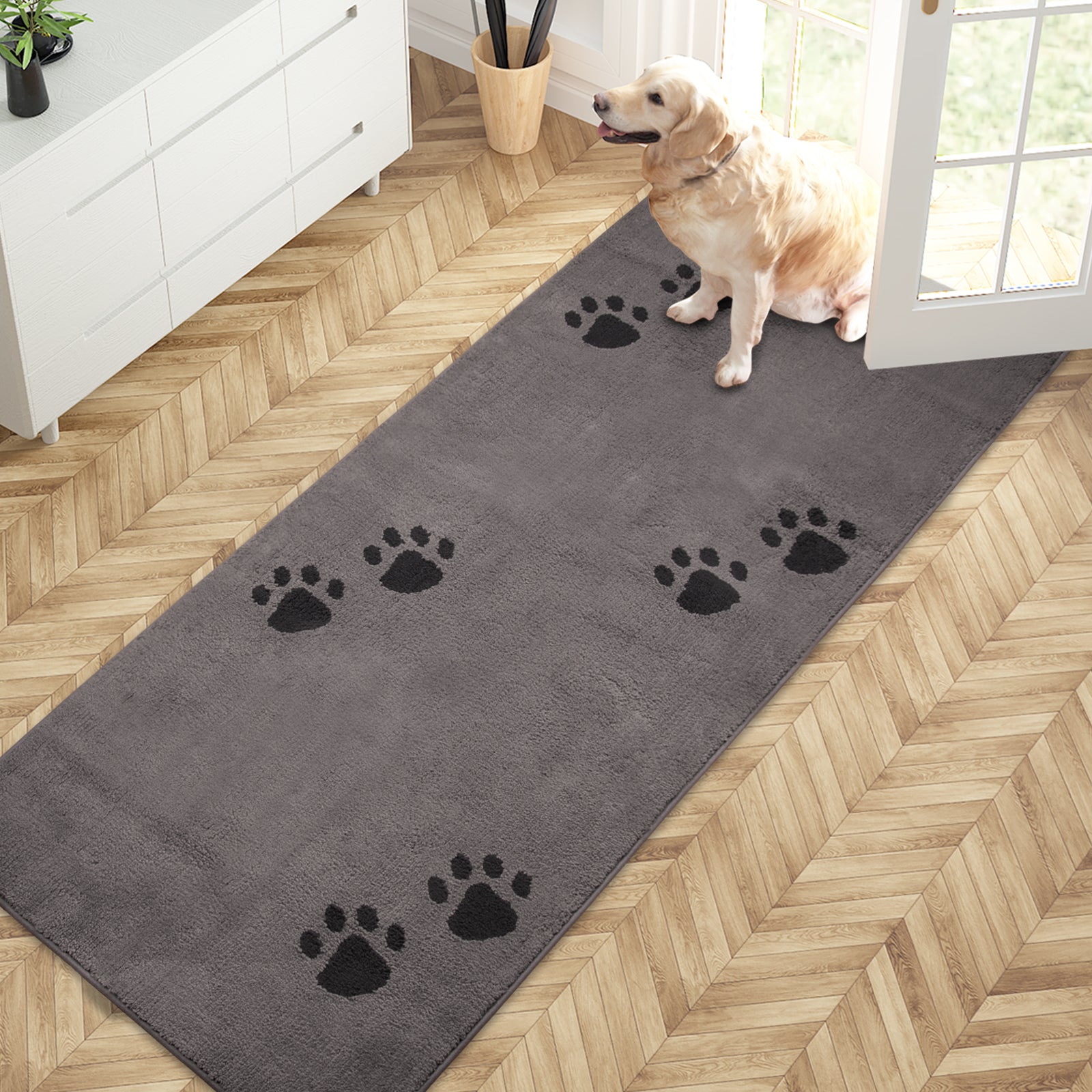 Machine Washable Paw Pattern Dirt Trapper Door Mat