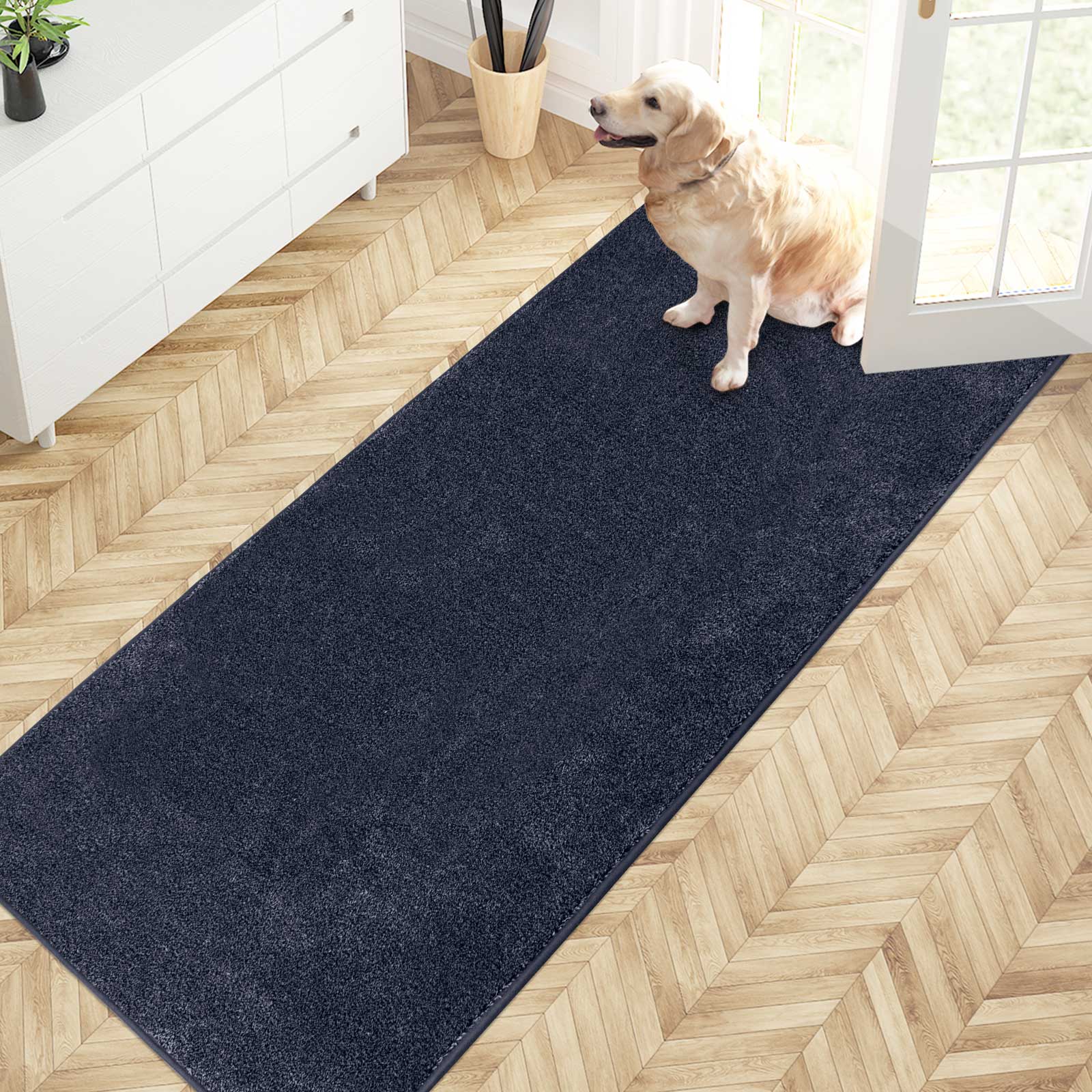Machine Washable Solid Dirt Trapper Door Mat