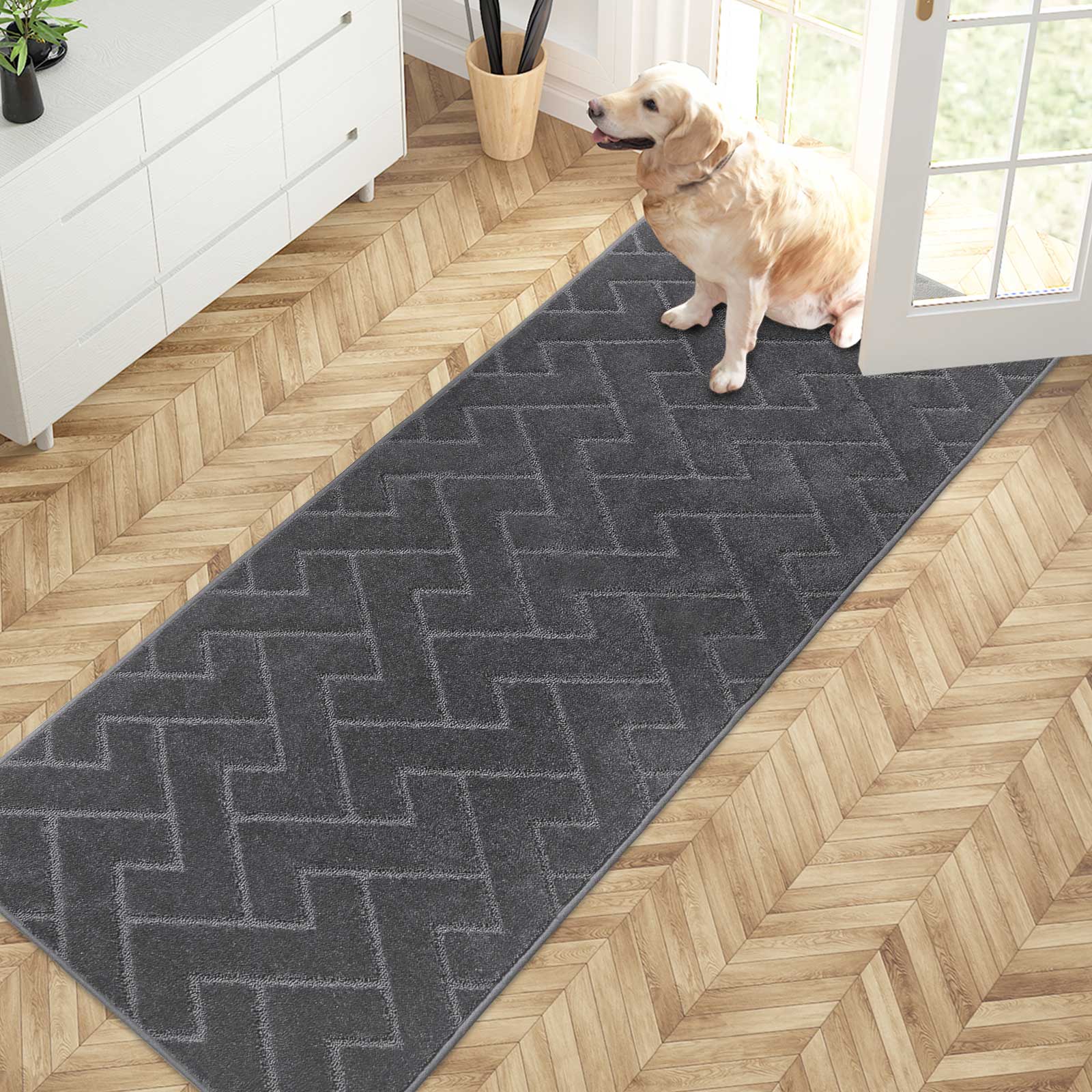 Machine Washable Chevron Dirt Trapper Door Mat