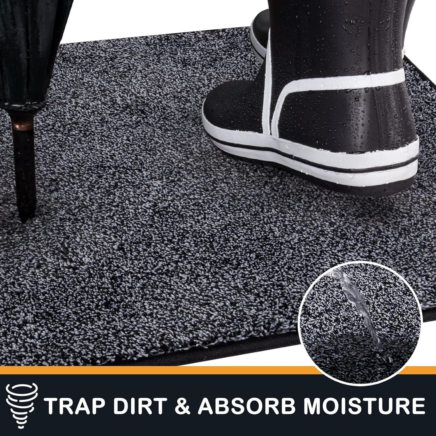 Machine Washable Solid Dirt Trapper Door Mat
