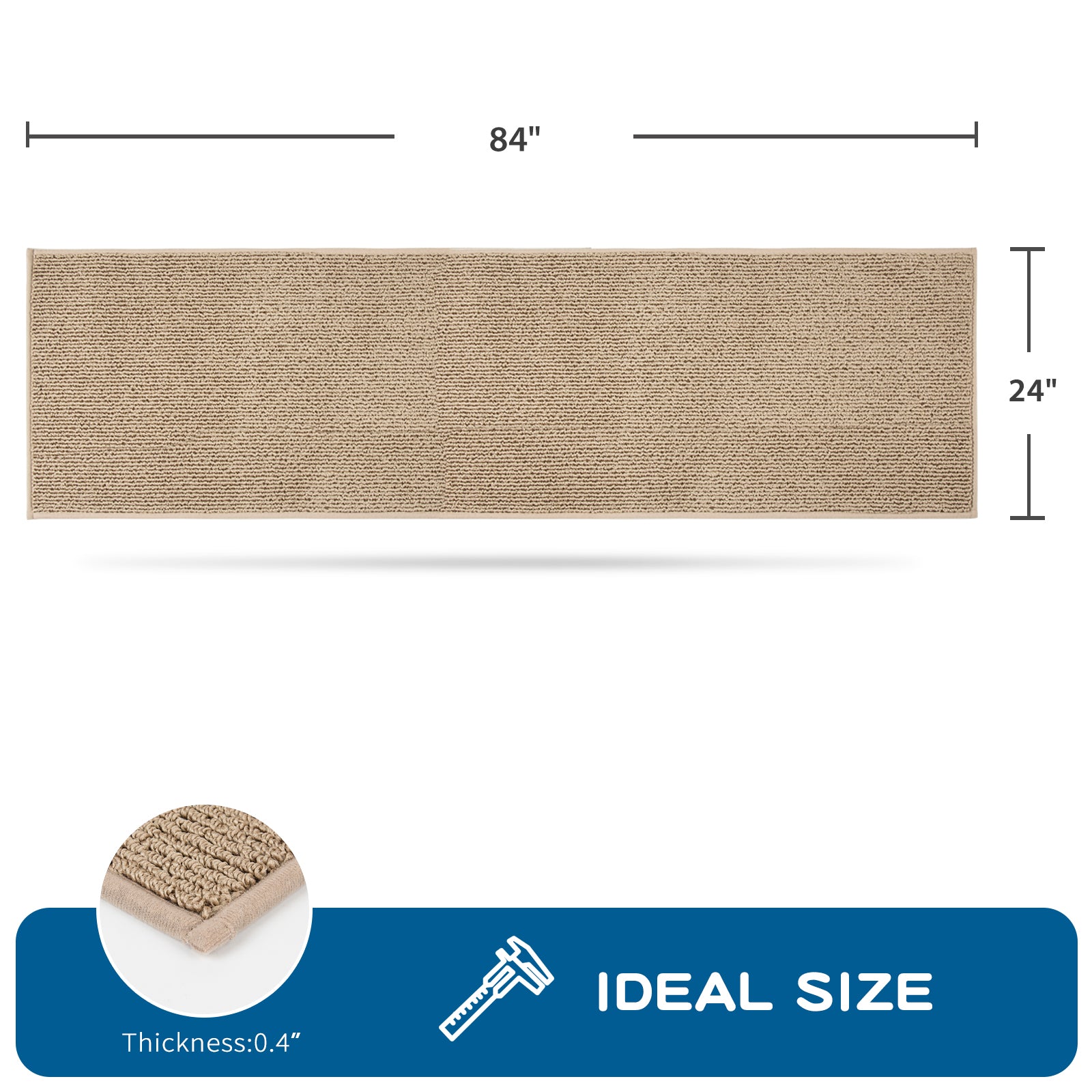 Machine Washable Solid Kitchen Rug