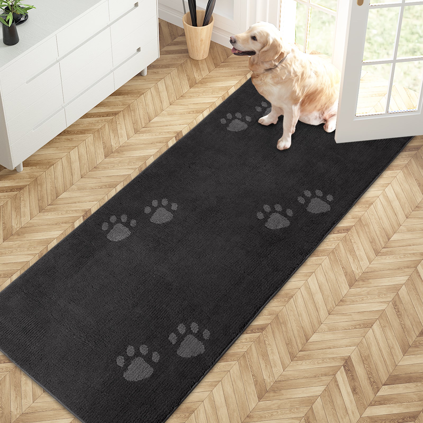 Machine Washable Paw Pattern Dirt Trapper Door Mat