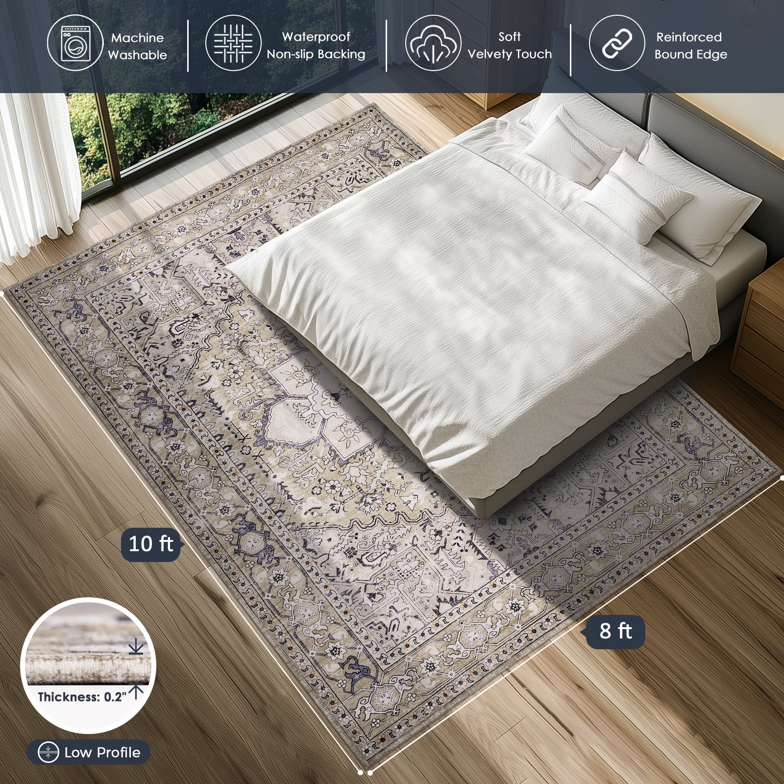 Machine Washable Farmhouse Boho Area Rug