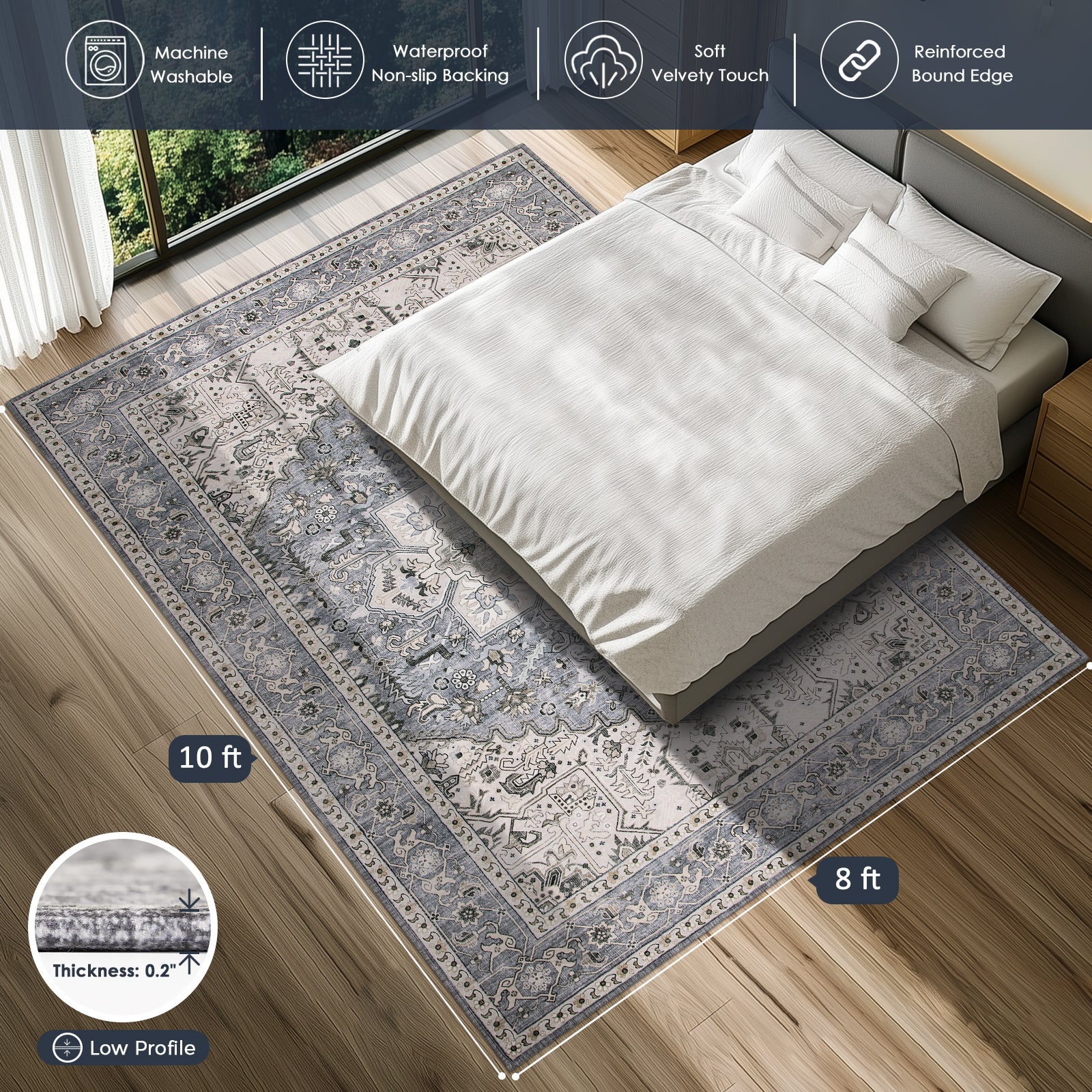 Machine Washable Farmhouse Boho Area Rug