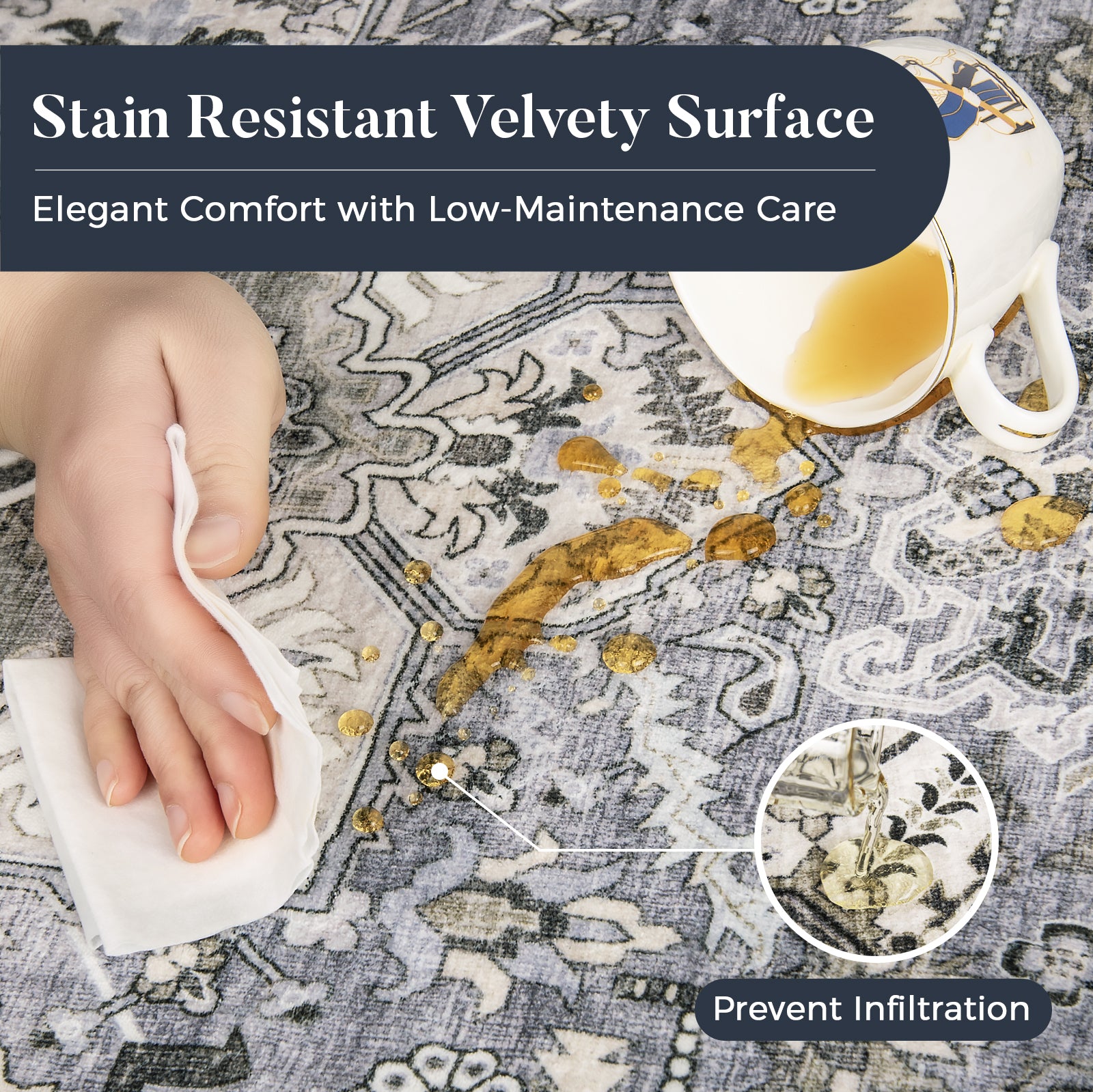 Machine Washable Farmhouse Boho Area Rug