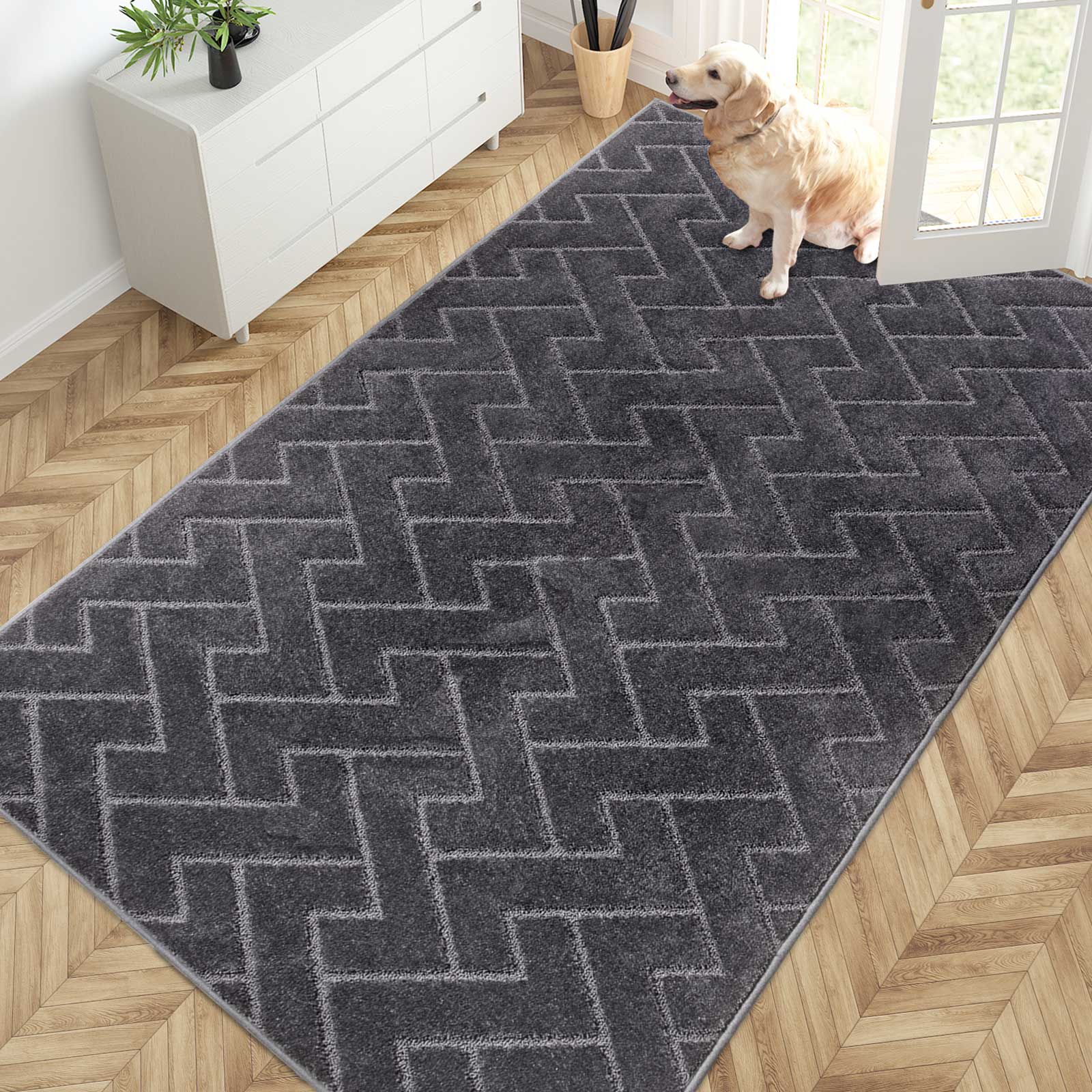 Machine Washable Chevron Dirt Trapper Door Mat