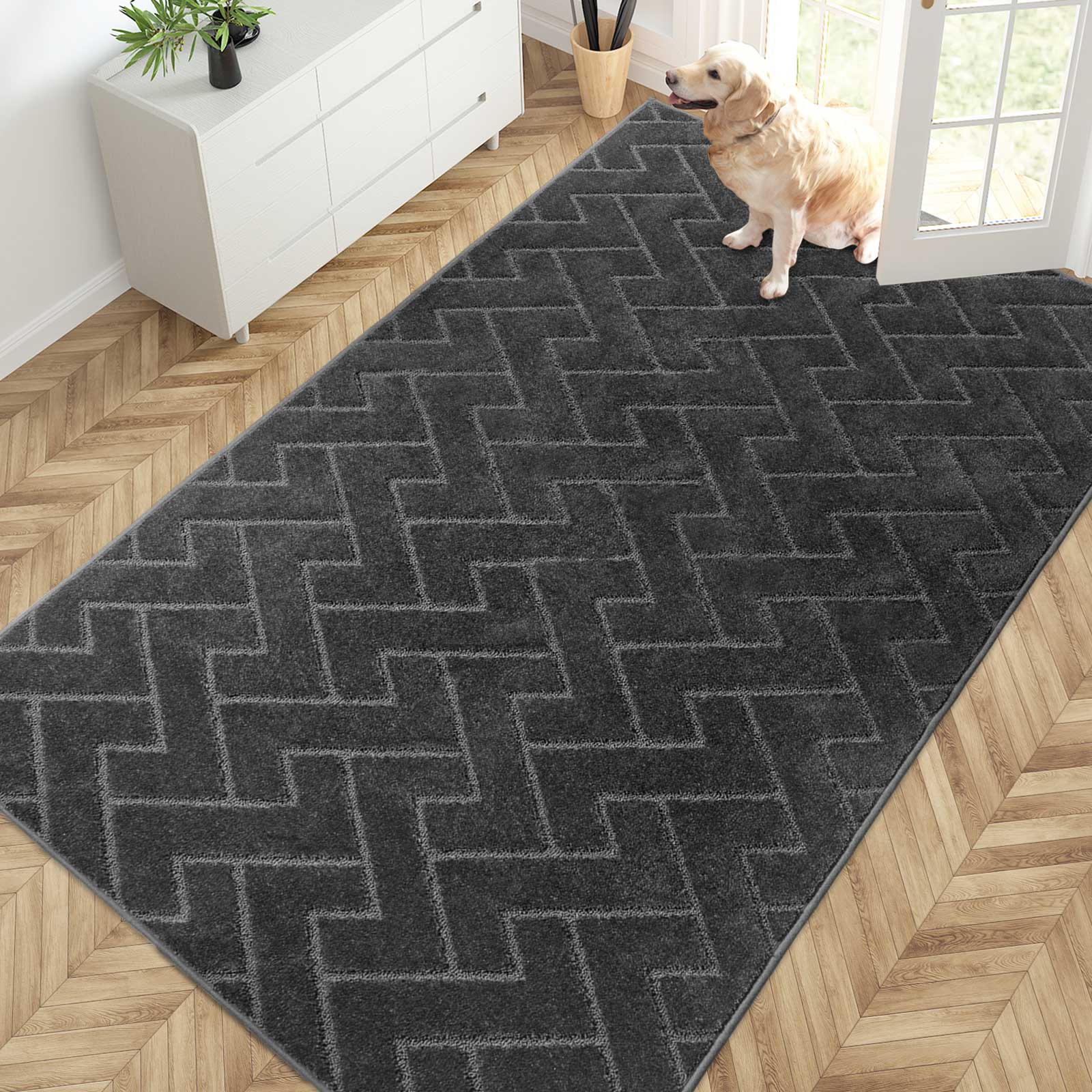 Machine Washable Chevron Dirt Trapper Door Mat