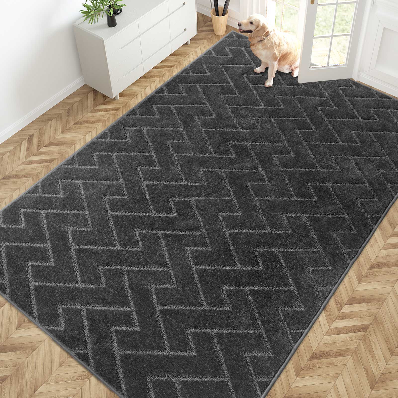 Machine Washable Chevron Dirt Trapper Door Mat