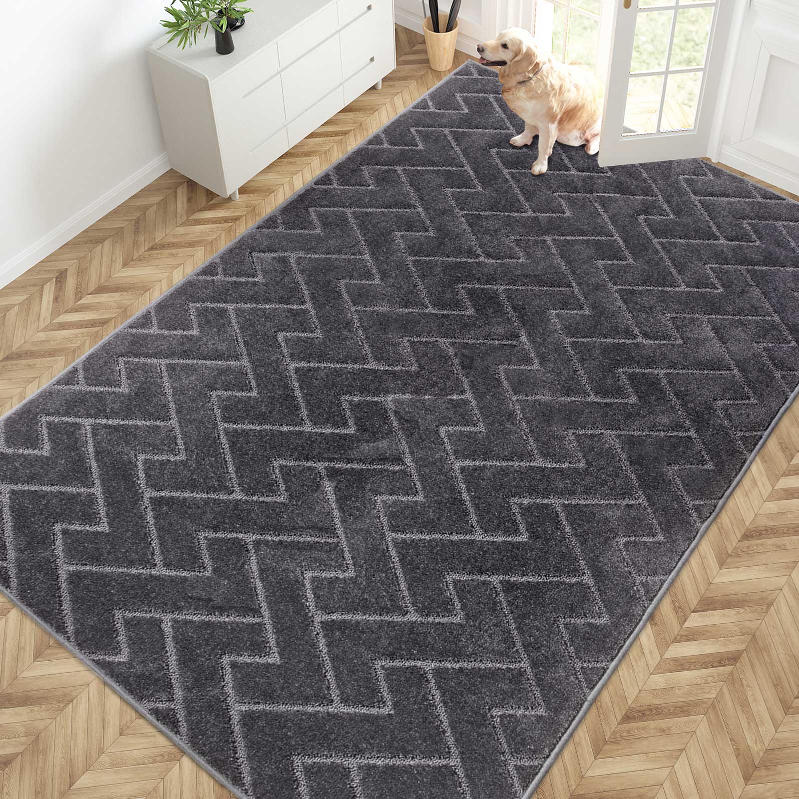 Machine Washable Chevron Dirt Trapper Door Mat