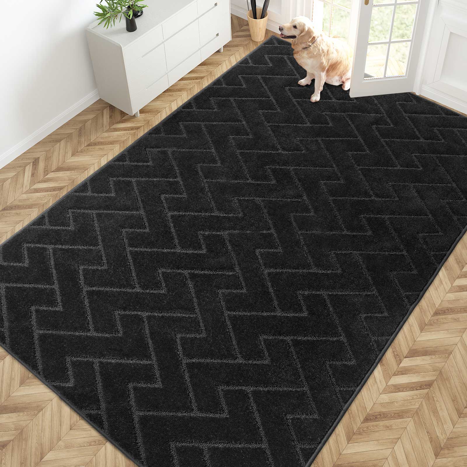 Machine Washable Chevron Dirt Trapper Door Mat